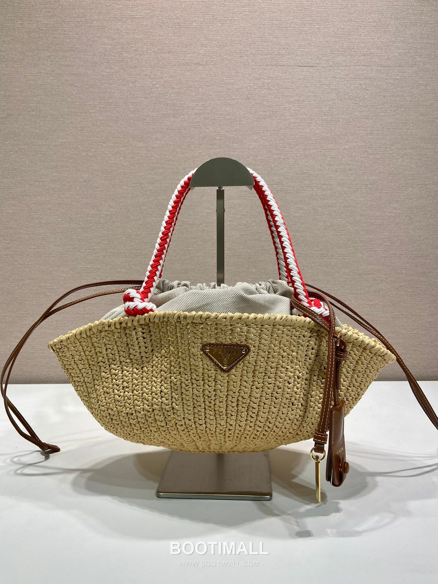 Prada Crochet Knit Basket Tote Bag with Enamel Triangle Logo and Drawstring Pouch 프라다 크로쉐 니트 삼각로고 바스켓 토트백 1BA463 25cm 1