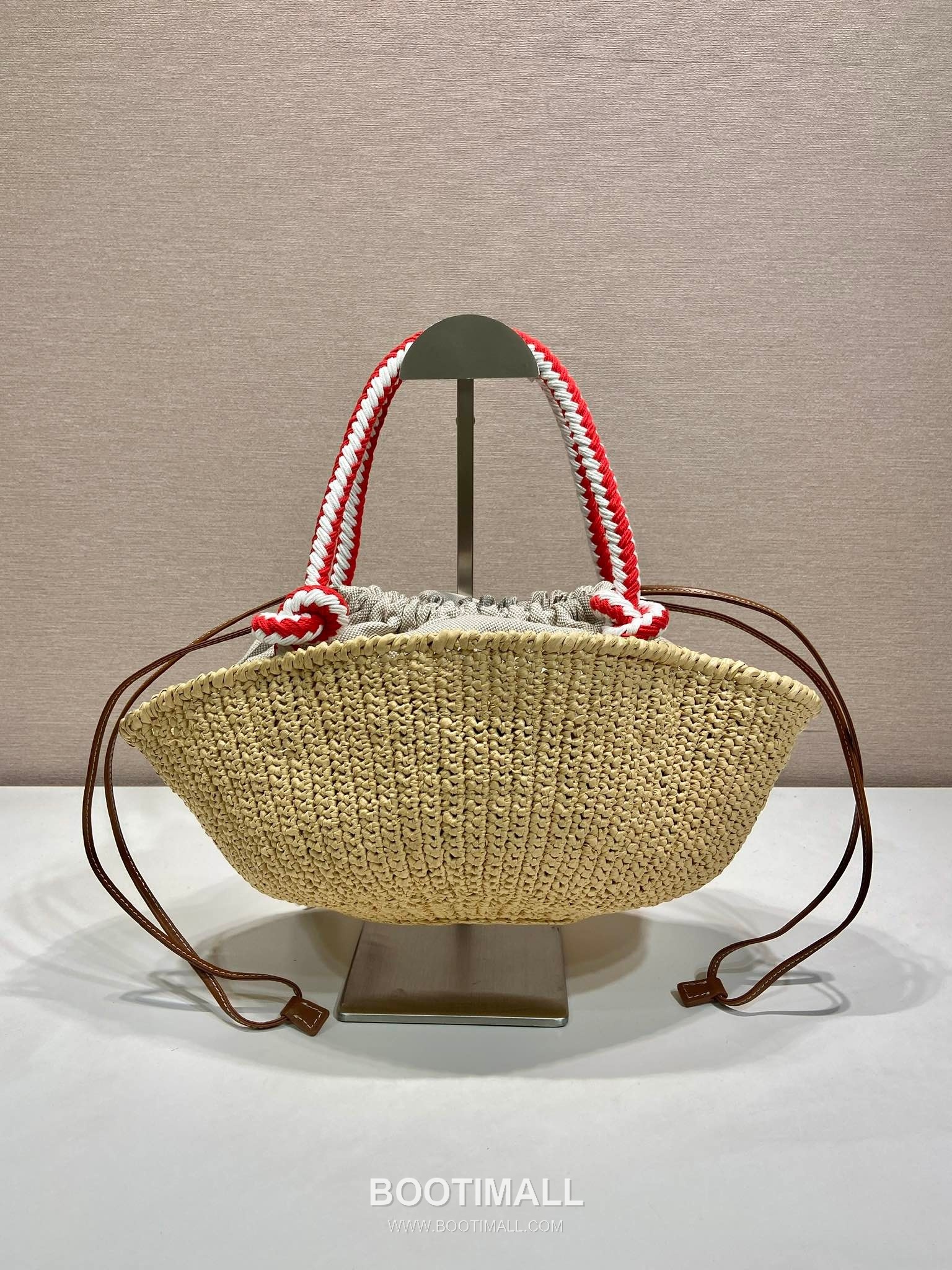 Prada Crochet Knit Basket Tote Bag with Enamel Triangle Logo and Drawstring Pouch 프라다 크로쉐 니트 삼각로고 바스켓 토트백 1BA463 25cm 5