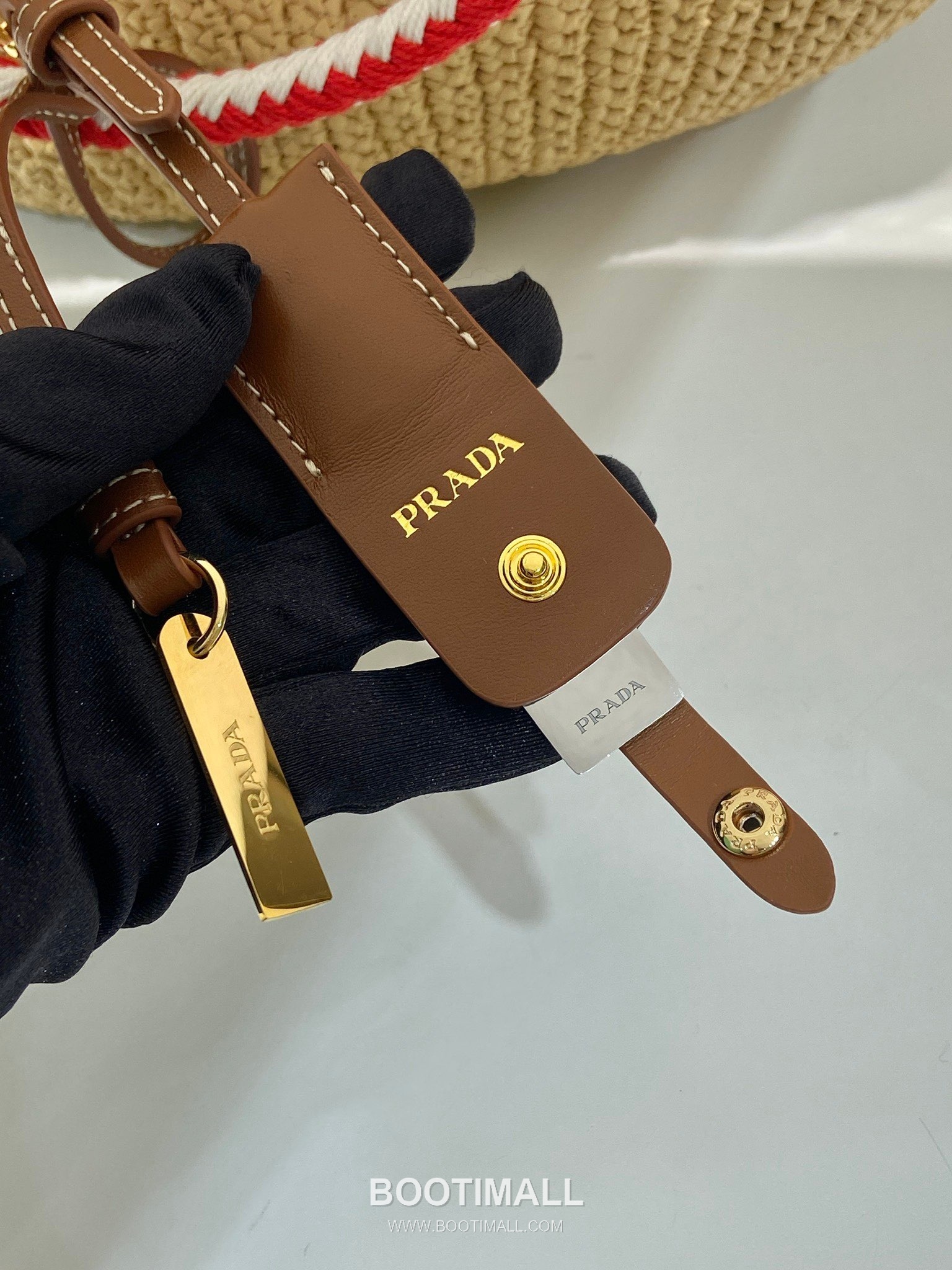 Prada Crochet Knit Basket Tote Bag with Enamel Triangle Logo and Drawstring Pouch 프라다 크로쉐 니트 삼각로고 바스켓 토트백 1BA463 25cm 7