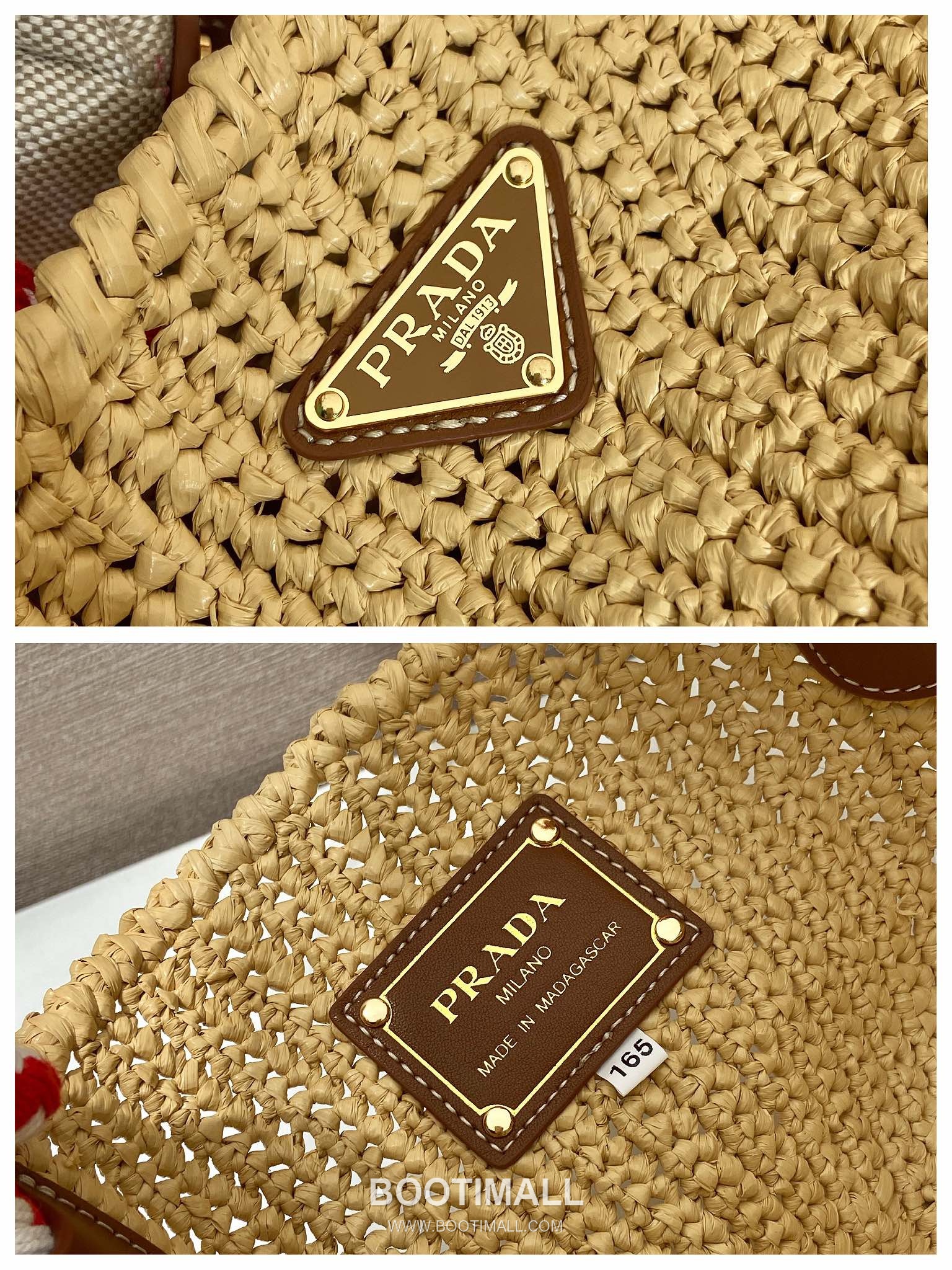 Prada Crochet Knit Basket Tote Bag with Enamel Triangle Logo and Drawstring Pouch 프라다 크로쉐 니트 삼각로고 바스켓 토트백 1BA463 25cm 9