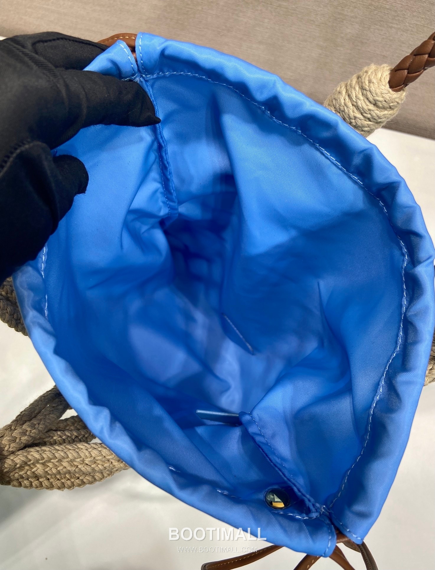 Prada Macramé Nylon Woven Tote Bag with Leather Handle and Drawstring Pouch 프라다 마크라메 나일론 우븐 레더 핸들 토트백 1BC111 30cm 8