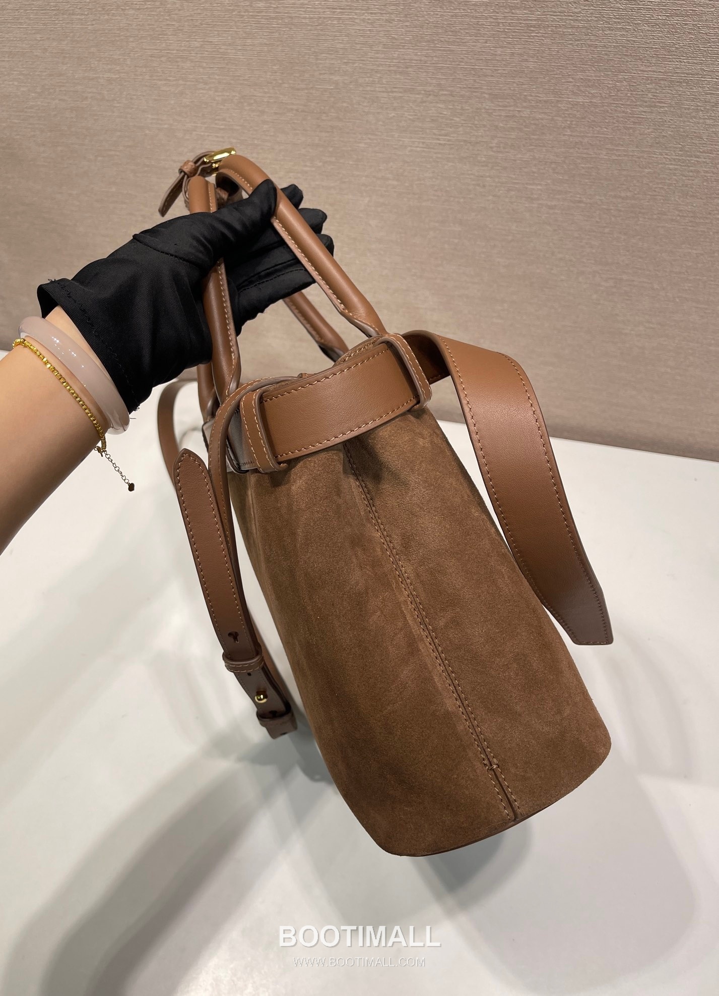 Prada Suede Calfskin Tote Bag with Drawstring Strap and Adjustable Shoulder Strap 프라다 스웨이드 카프스킨 드로우스트링 스트랩 토트백 1BA434 32cm 5