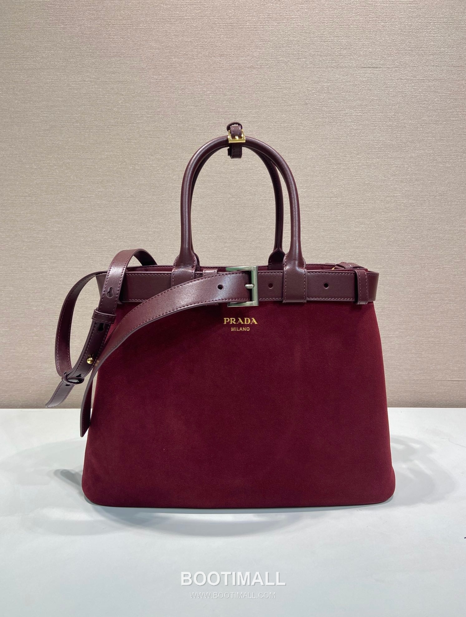 Prada Suede Calfskin Tote Bag with Drawstring Strap and Adjustable Shoulder Strap 프라다 스웨이드 카프스킨 드로우스트링 스트랩 토트백 1BA416 37.5cm 1