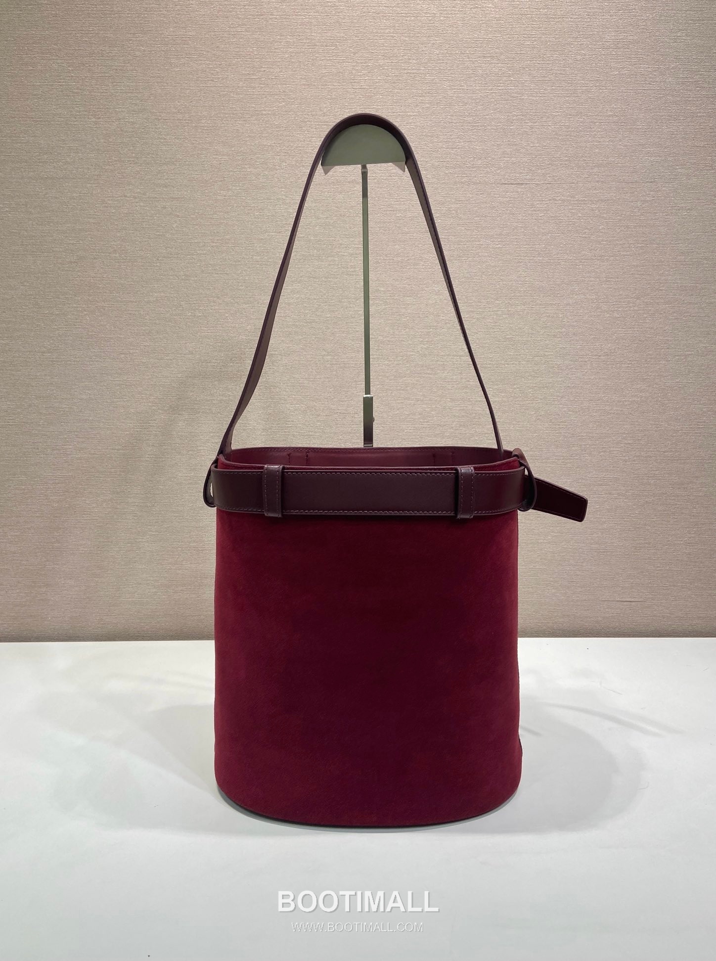 Prada Suede Calfskin Bucket Bag with Buckle Strap and Drawstring Closure 프라다 스웨이드 카프스킨 버클 스트랩 버킷백 1BE085 26.5cm 5