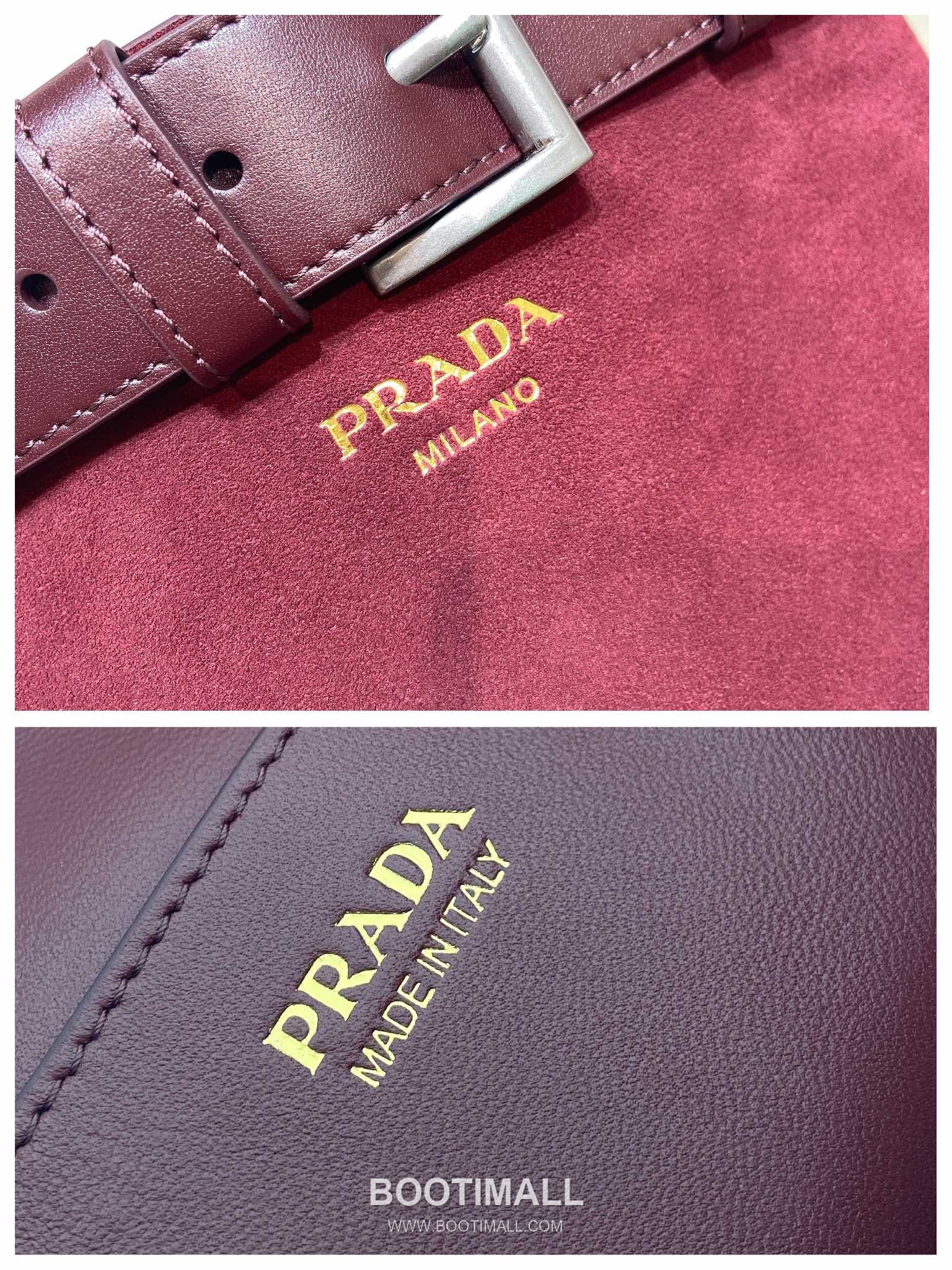 Prada Suede Calfskin Bucket Bag with Buckle Strap and Drawstring Closure 프라다 스웨이드 카프스킨 버클 스트랩 버킷백 1BE085 26.5cm 9