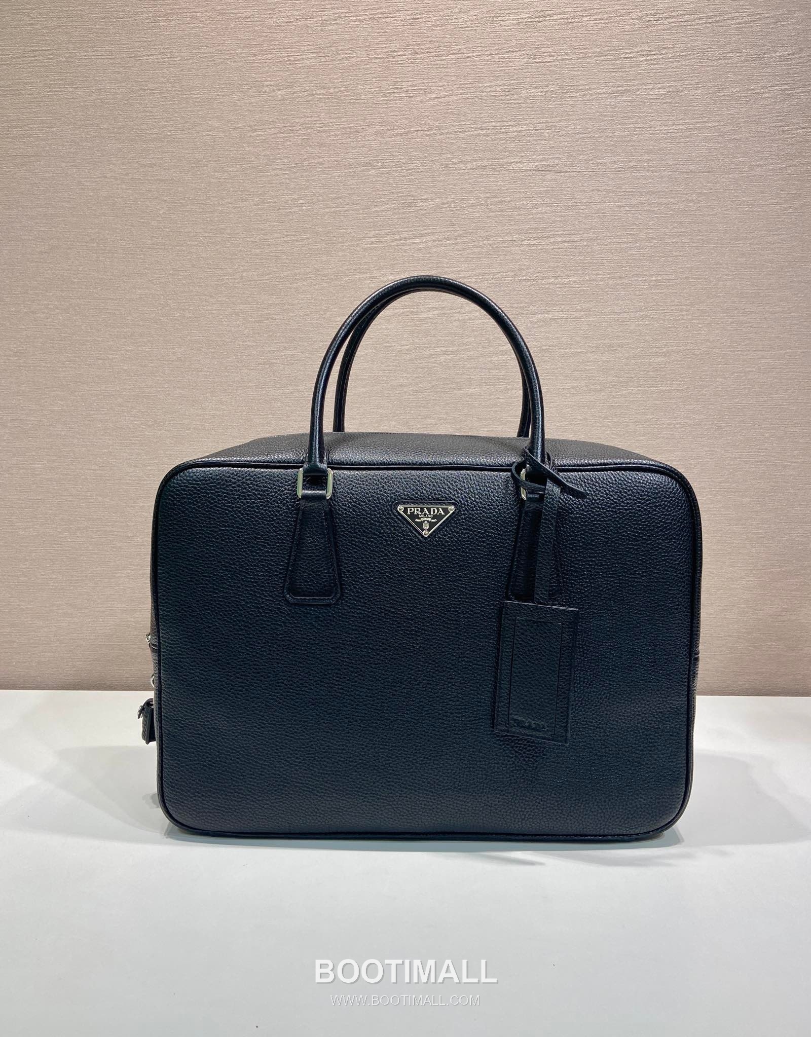 Prada Deer Leather Briefcase with Lock Closure and Name Tag Detail 프라다 디어 레더 락 클로저 네임태그 브리프케이스 2VE027 40cm 1