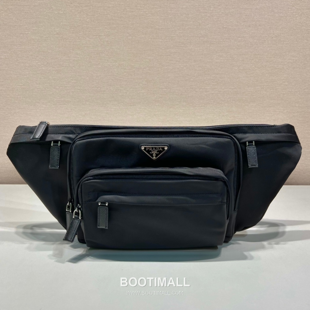 Prada Nylon Waist Bag with Front Pocket and Dual Zip Compartments 프라다 나일론 프론트 포켓 듀얼 지퍼 웨이스트백 2VL003 34cm 2