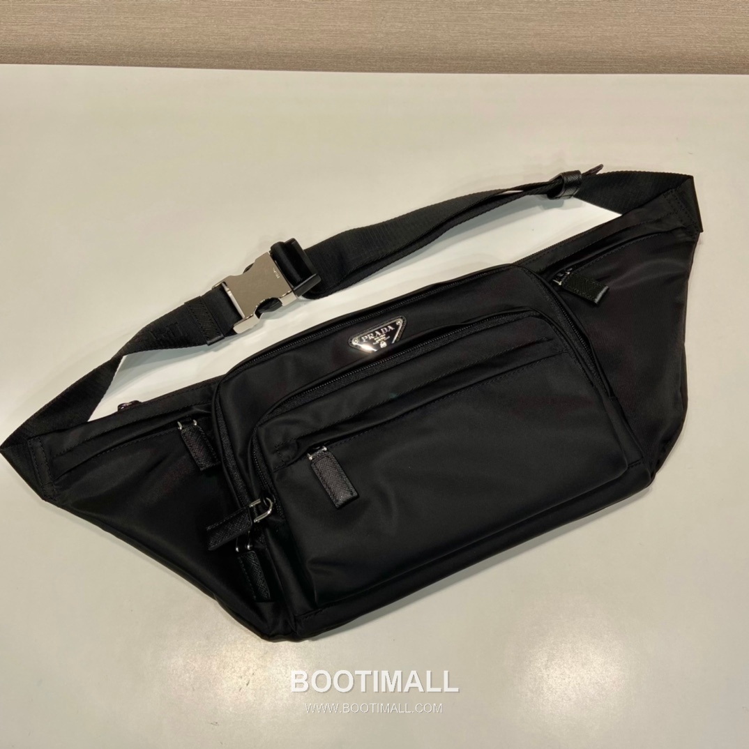 Prada Nylon Waist Bag with Front Pocket and Dual Zip Compartments 프라다 나일론 프론트 포켓 듀얼 지퍼 웨이스트백 2VL003 34cm 4