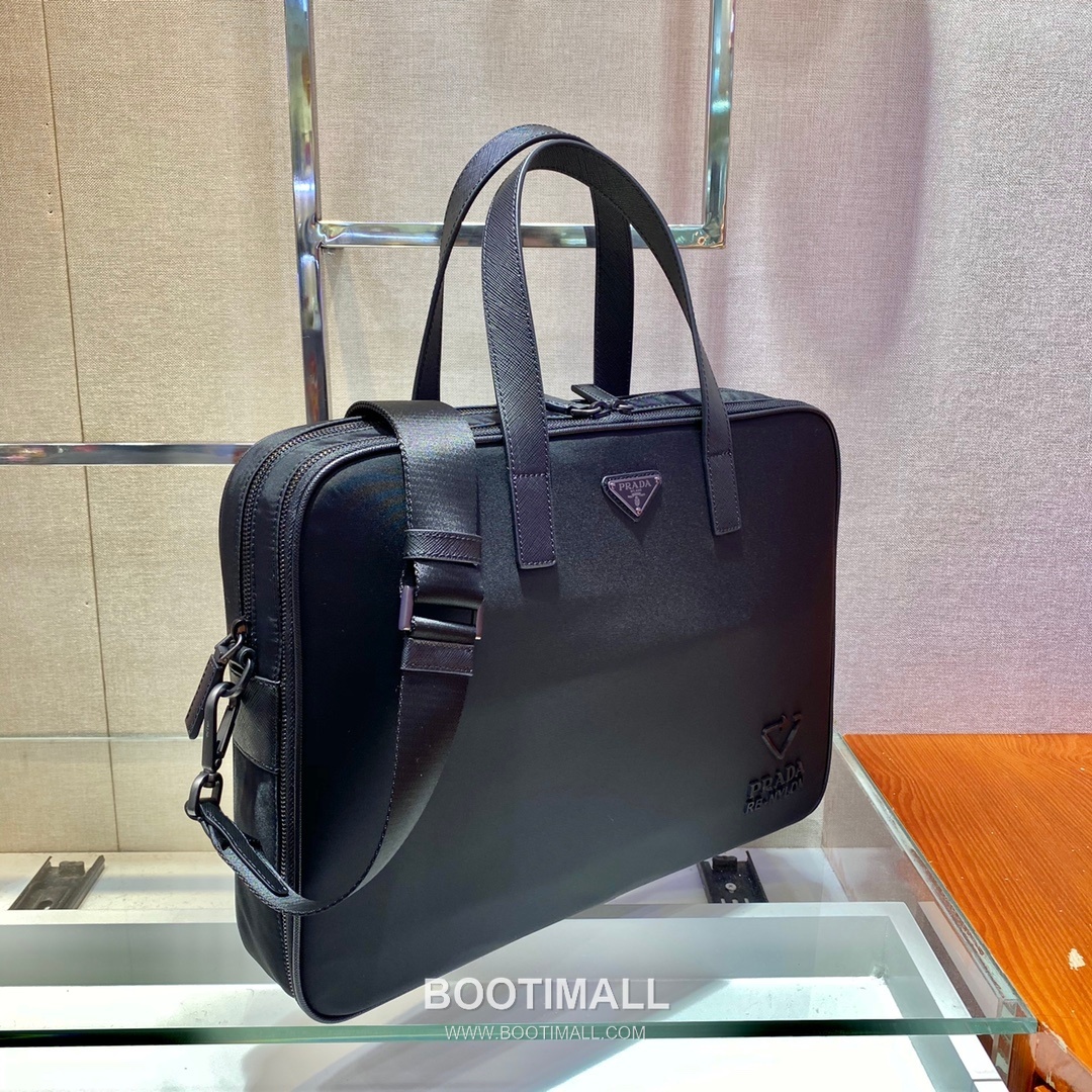 Prada Re-Nylon Briefcase with Dual Handles and Trolley Strap Detail 프라다 리나일론 듀얼 핸들 트롤리 스트랩 브리프케이스 2VE005 38cm 3