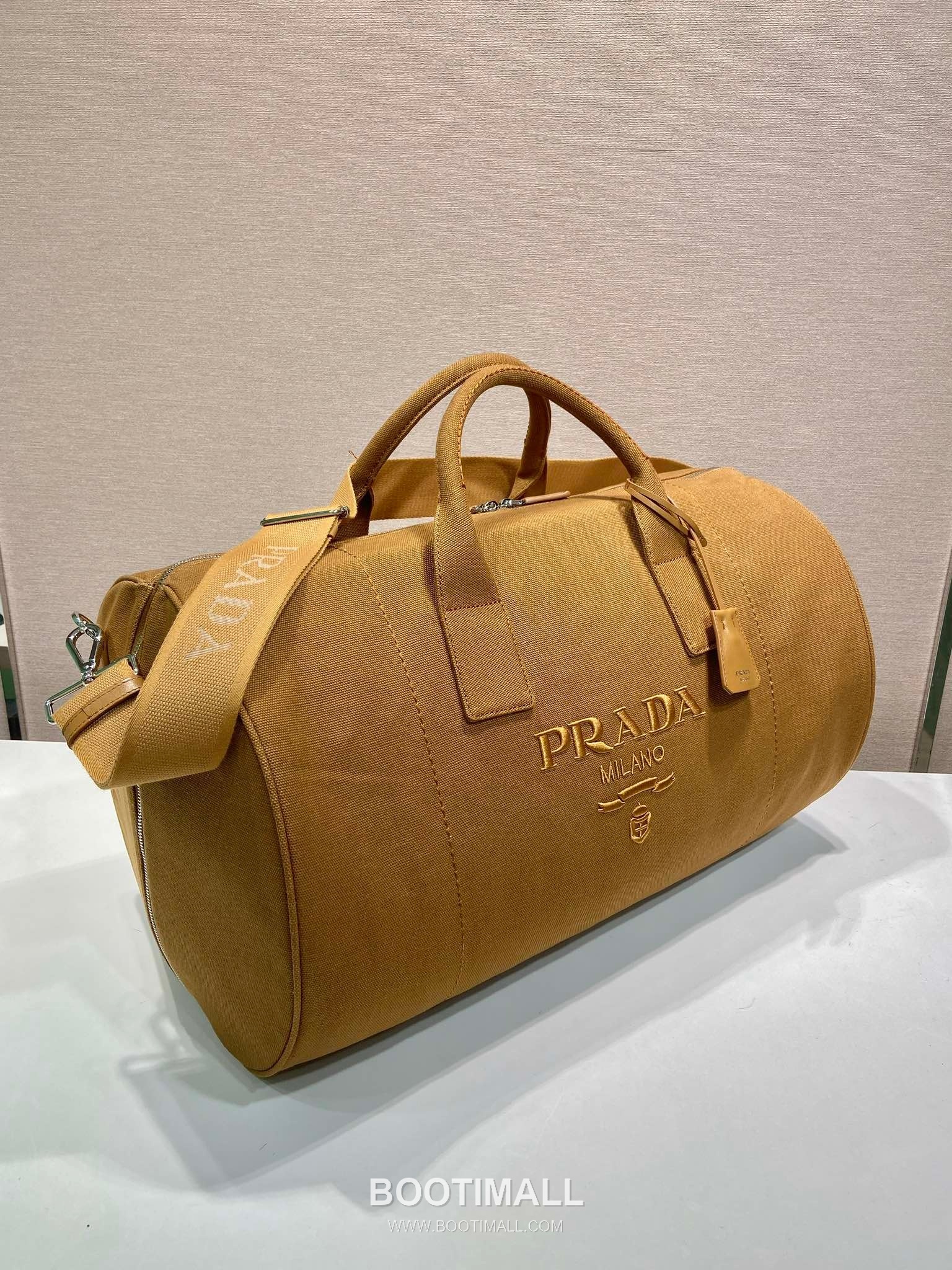 Prada Canvas Leather Travel Bag with Embroidered Logo and Detachable Strap 프라다 캔버스 레더 자수로고 탈부착 스트랩 트래블백 2VC051 53cm 2
