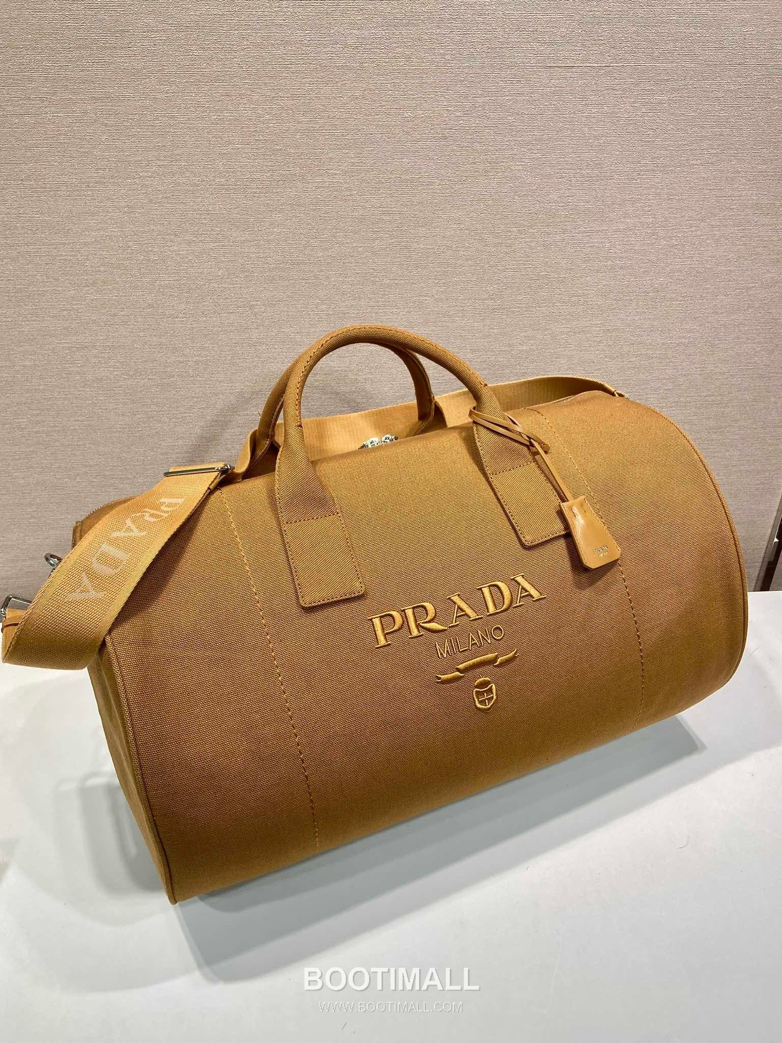 Prada Canvas Leather Travel Bag with Embroidered Logo and Detachable Strap 프라다 캔버스 레더 자수로고 탈부착 스트랩 트래블백 2VC051 53cm 3