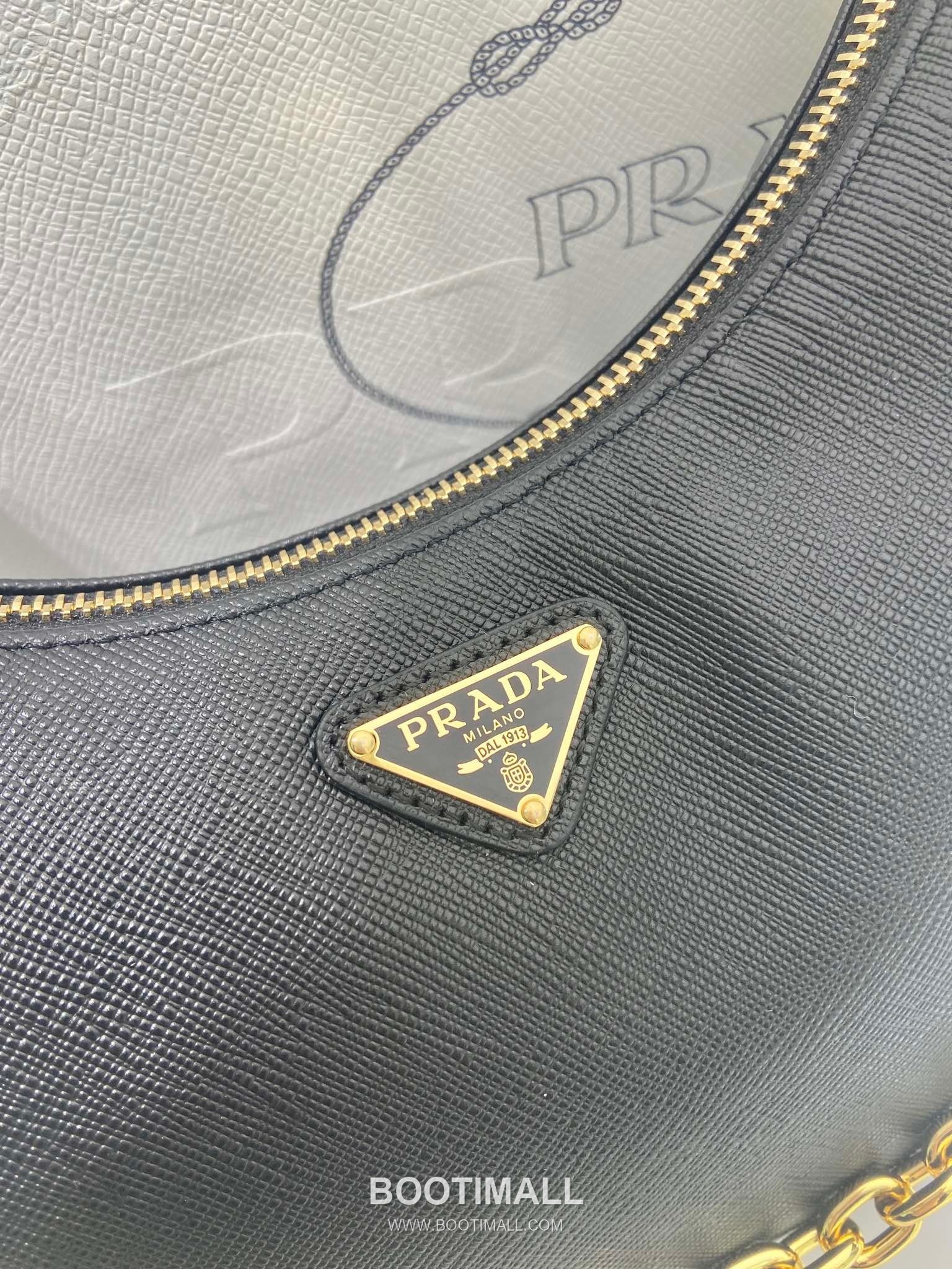 Prada Saffiano Leather Hobo Bag with Chain Strap and Triangle Logo 프라다 사피아노 레더 체인 스트랩 삼각로고 호보백 1BC204 22cm 7