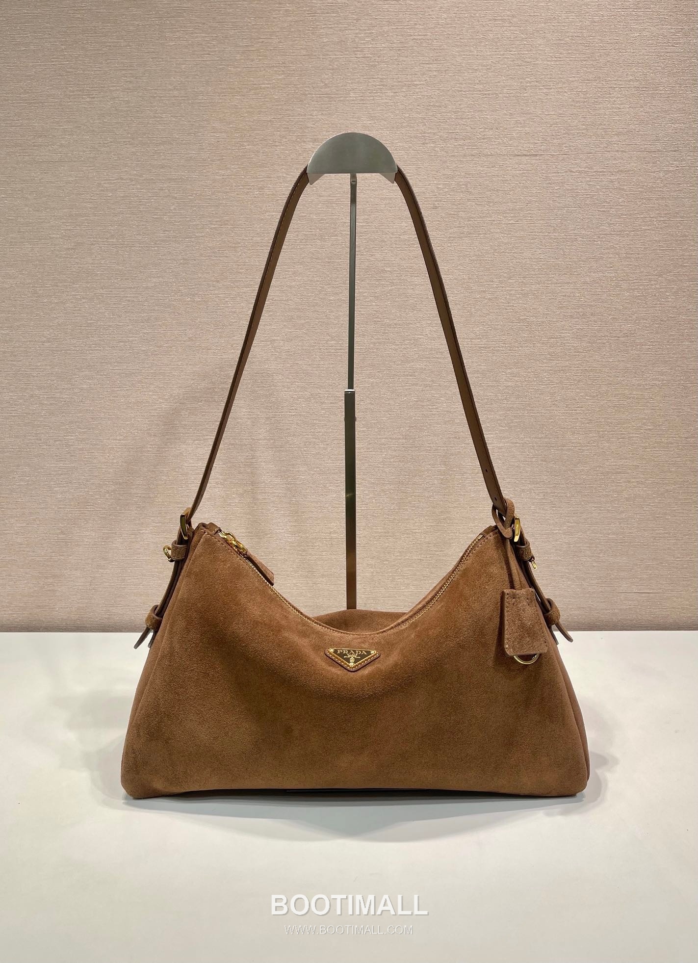 Prada Suede Leather Hobo Bag with Detachable Strap and Triangle Logo 프라다 스웨이드 레더 탈부착 스트랩 삼각로고 호보백 1BC228 39cm 1