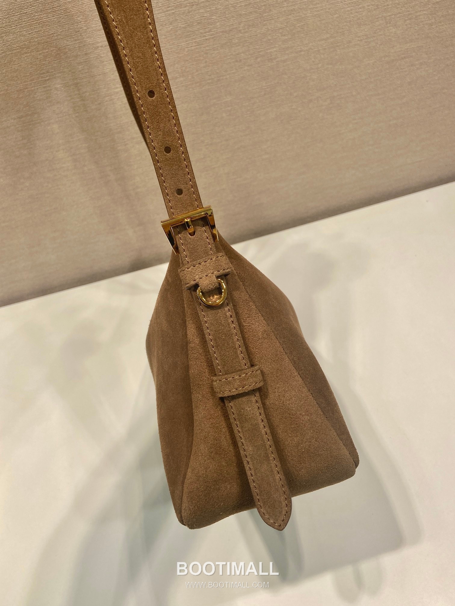 Prada Suede Leather Hobo Bag with Detachable Strap and Triangle Logo 프라다 스웨이드 레더 탈부착 스트랩 삼각로고 호보백 1BC229 31cm 5