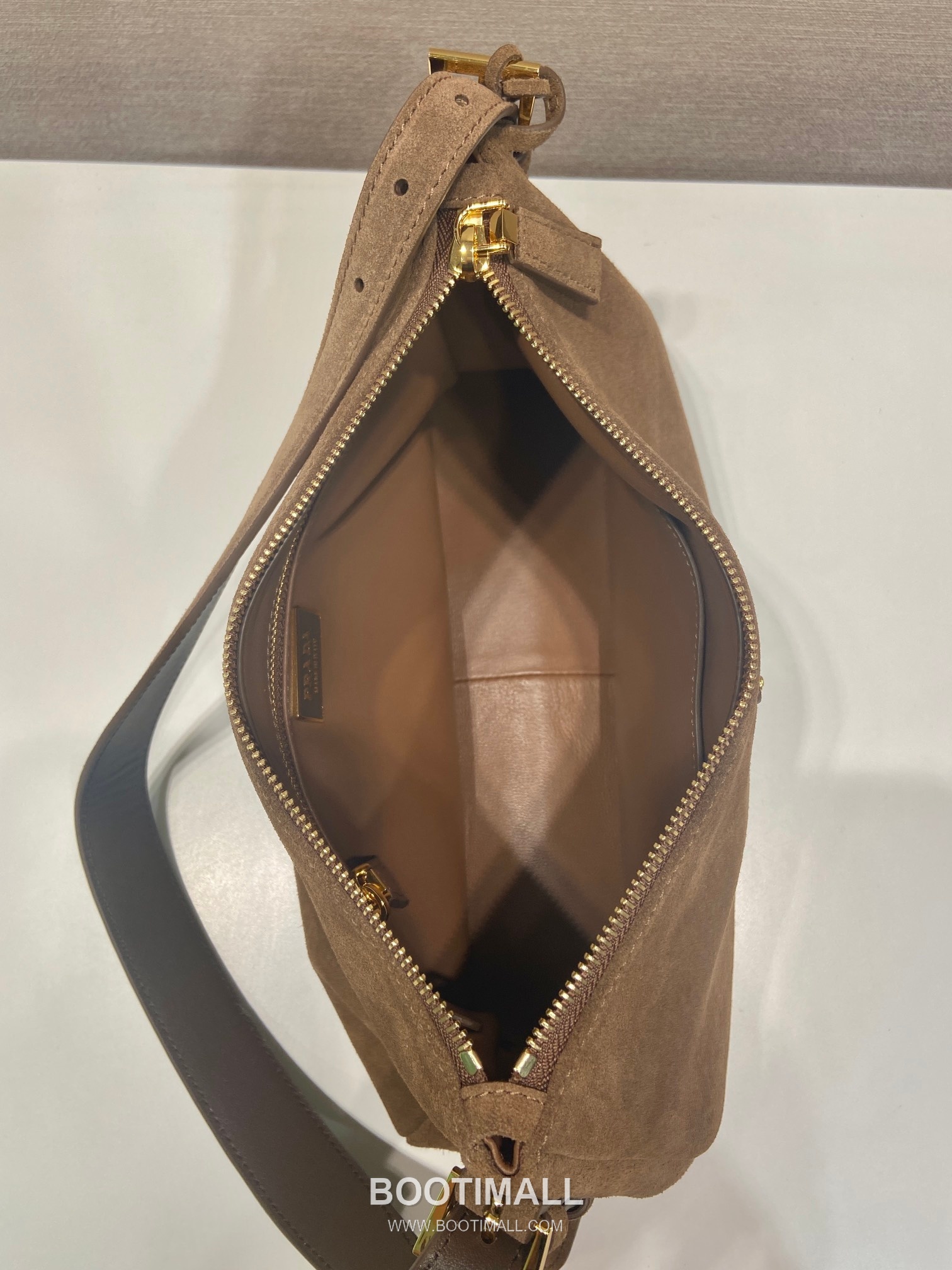 Prada Suede Leather Hobo Bag with Detachable Strap and Triangle Logo 프라다 스웨이드 레더 탈부착 스트랩 삼각로고 호보백 1BC229 31cm 8