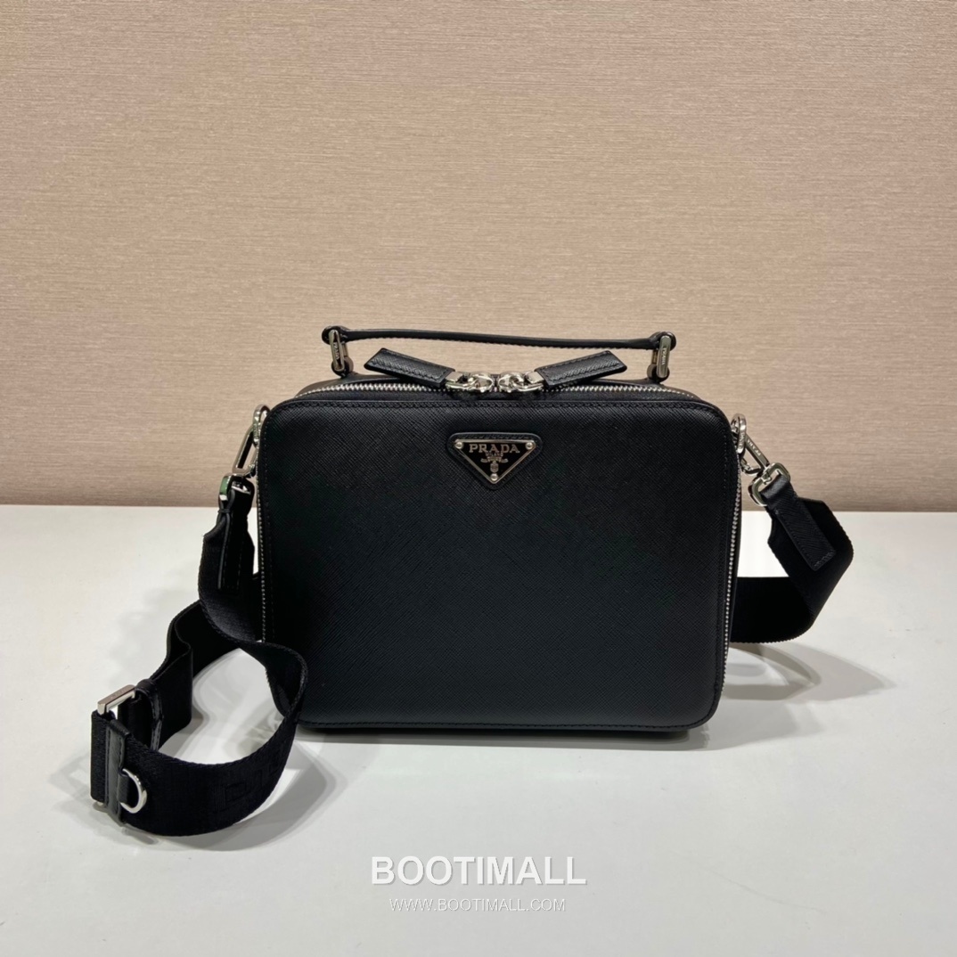 Prada Saffiano Leather Brique Bag with Top Handle and Nylon Strap 프라다 사피아노 레더 탑핸들 나일론 스트랩 브리크백 2VH069 22cm 2