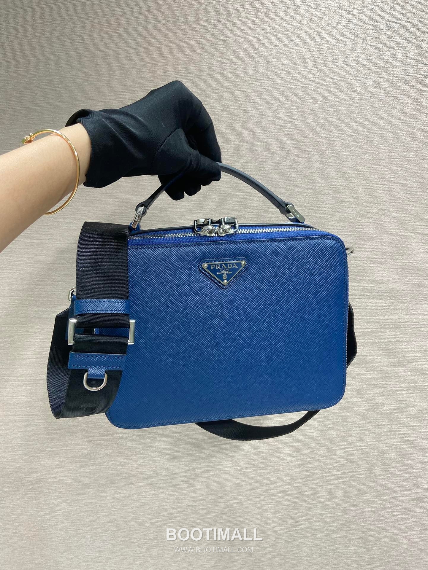 Prada Saffiano Leather Brique Bag with Top Handle and Nylon Strap 프라다 사피아노 레더 탑핸들 나일론 스트랩 브리크백 2VH069 22cm 1