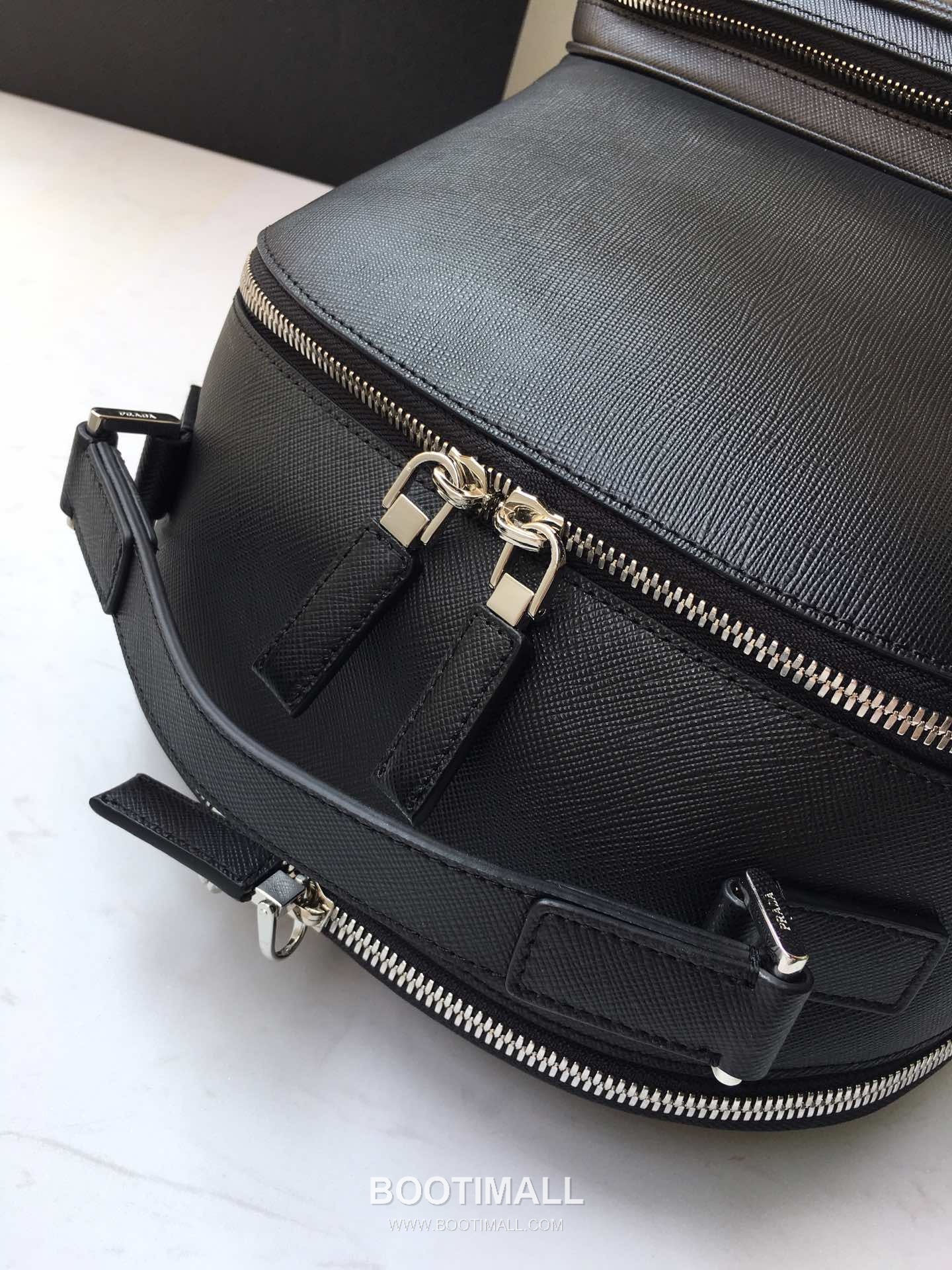 Prada Saffiano Leather Backpack with Dual Zip Compartments and Trolley Strap 프라다 사피아노 레더 듀얼 지퍼 수납 트롤리 스트랩 백팩 2VZ032 27cm 4