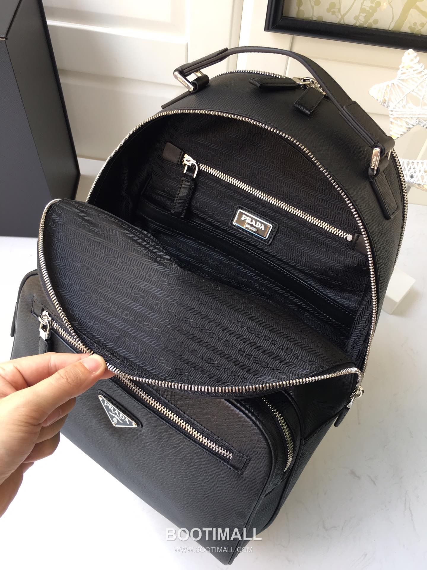 Prada Saffiano Leather Backpack with Dual Zip Compartments and Trolley Strap 프라다 사피아노 레더 듀얼 지퍼 수납 트롤리 스트랩 백팩 2VZ032 27cm 8