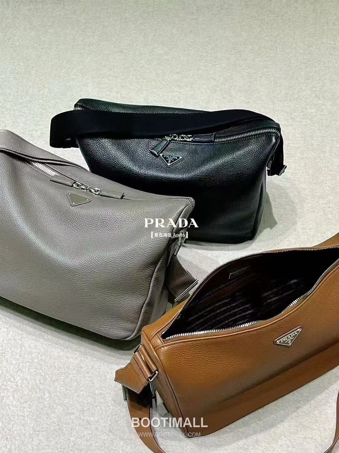 Prada Leather Messenger Bag with Adjustable Strap and Triangle Logo 프라다 레더 조절 스트랩 삼각로고 메신저백 2VH182 30cm 12