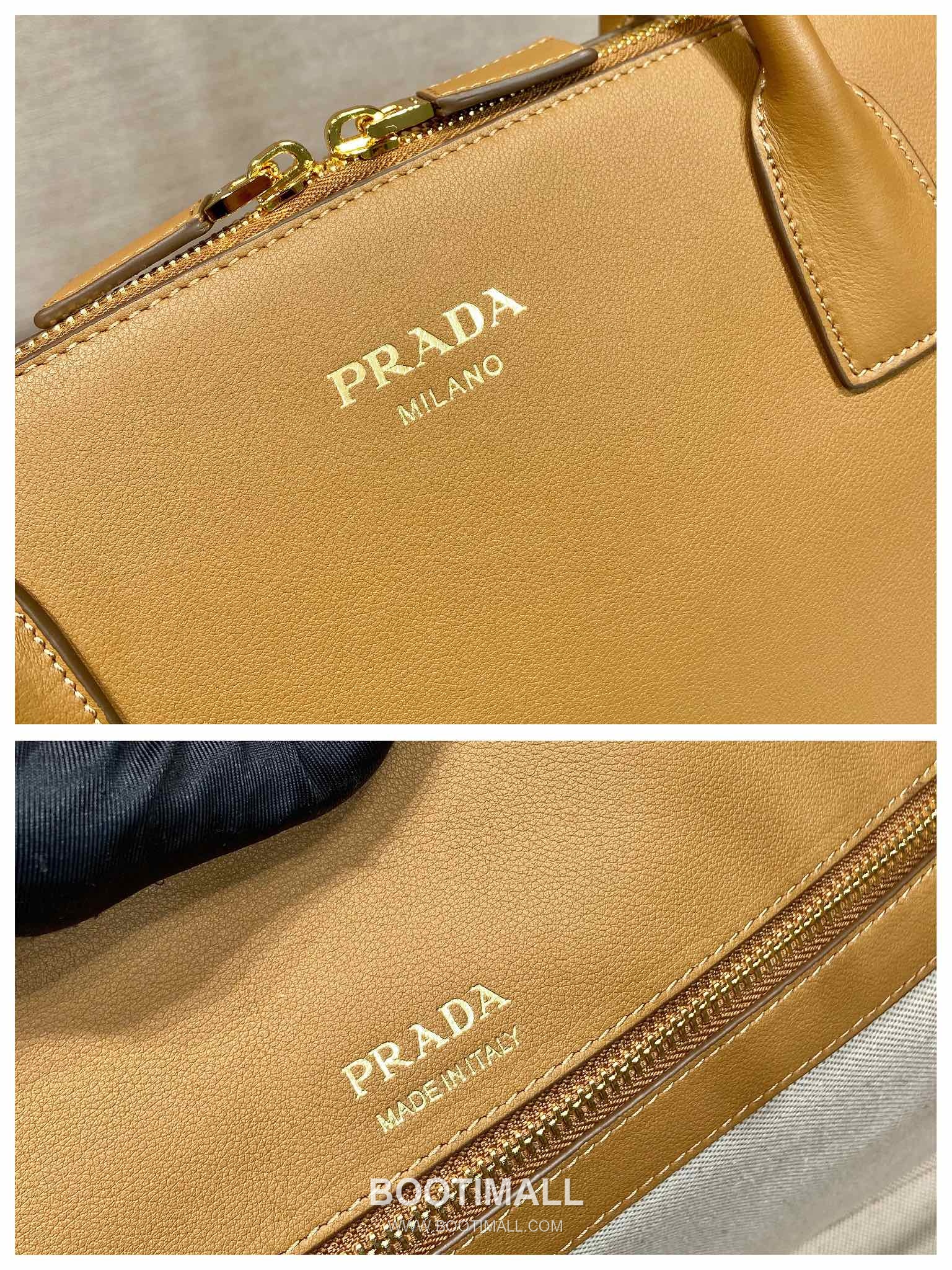 Prada Leather Shoulder Tote Bag with Three Inner Pockets and Logo Detail 프라다 레더 쓰리포켓 로고 디테일 숄더 토트백 1BG506 48cm 9