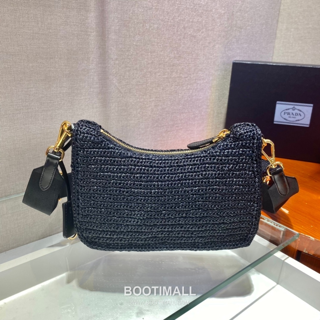Prada Woven Raffia Three Way Shoulder Bag with Mini Pouch 프라다 라피아 위빙 미니파우치 포함 3WAY 숄더백 1BH204 23cm 5