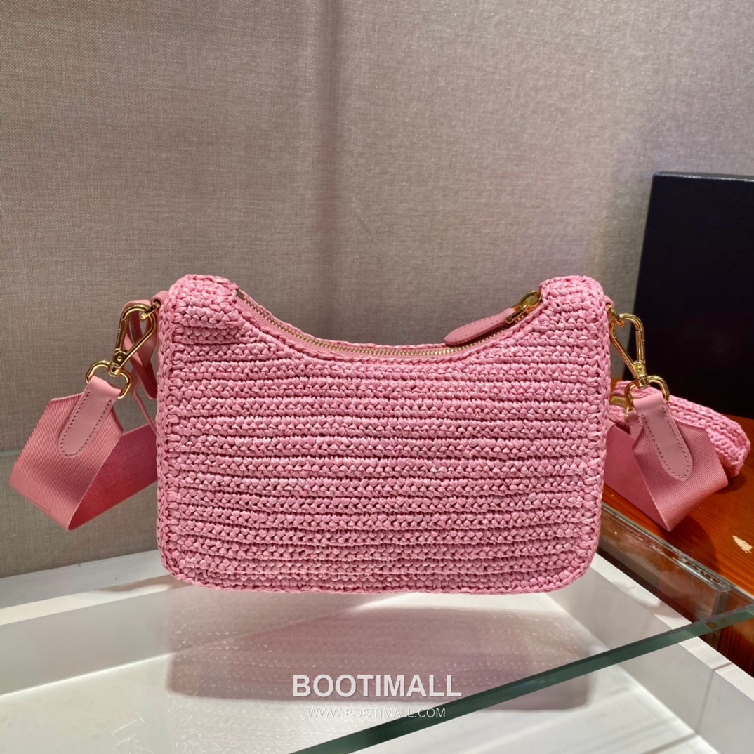 Prada Woven Raffia Three Way Shoulder Bag with Mini Pouch 프라다 라피아 위빙 미니파우치 포함 3WAY 숄더백 1BH204 23cm 14