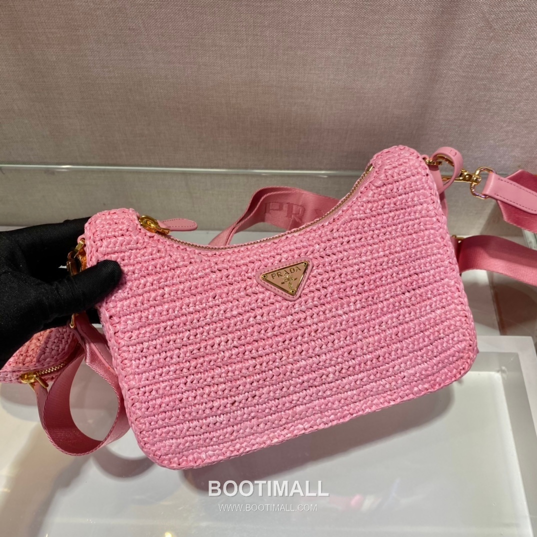 Prada Woven Raffia Three Way Shoulder Bag with Mini Pouch 프라다 라피아 위빙 미니파우치 포함 3WAY 숄더백 1BH204 23cm 15