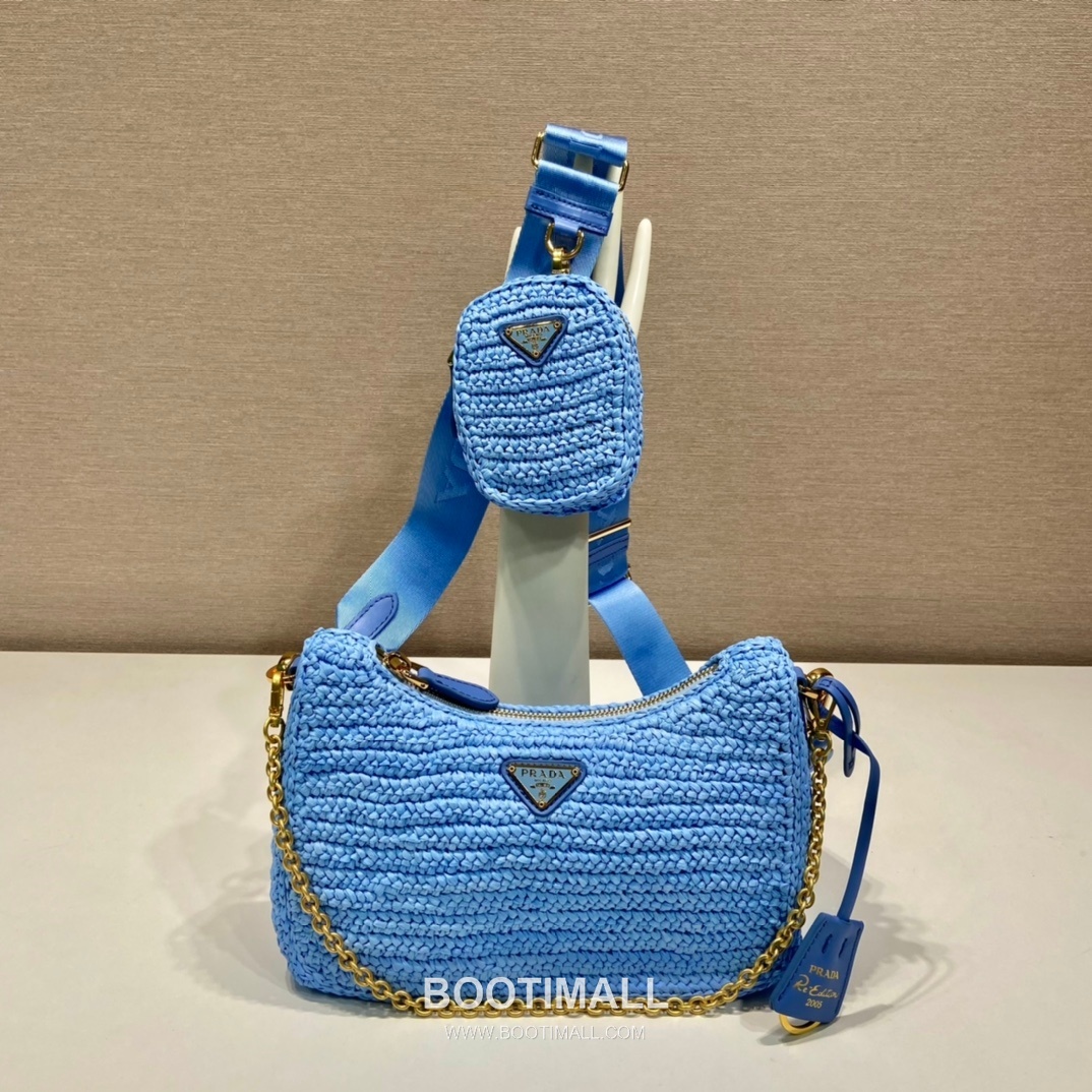 Prada Woven Raffia Three Way Shoulder Bag with Mini Pouch 프라다 라피아 위빙 미니파우치 포함 3WAY 숄더백 1BH204 23cm 10