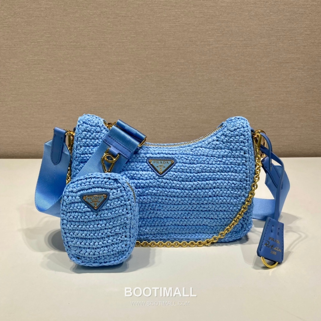 Prada Woven Raffia Three Way Shoulder Bag with Mini Pouch 프라다 라피아 위빙 미니파우치 포함 3WAY 숄더백 1BH204 23cm 11