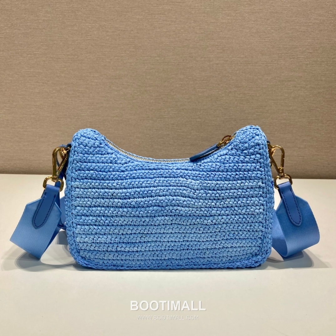 Prada Woven Raffia Three Way Shoulder Bag with Mini Pouch 프라다 라피아 위빙 미니파우치 포함 3WAY 숄더백 1BH204 23cm 14