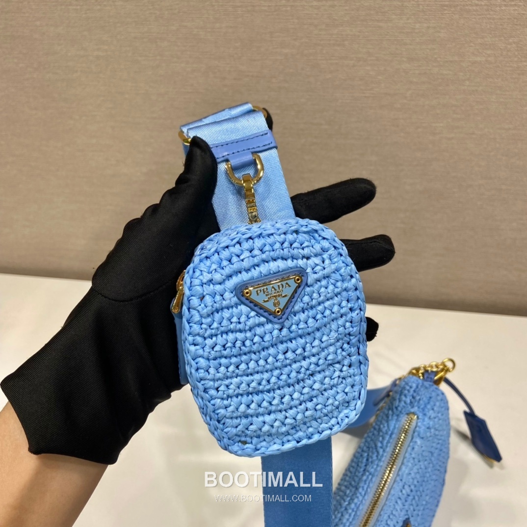 Prada Woven Raffia Three Way Shoulder Bag with Mini Pouch 프라다 라피아 위빙 미니파우치 포함 3WAY 숄더백 1BH204 23cm 16