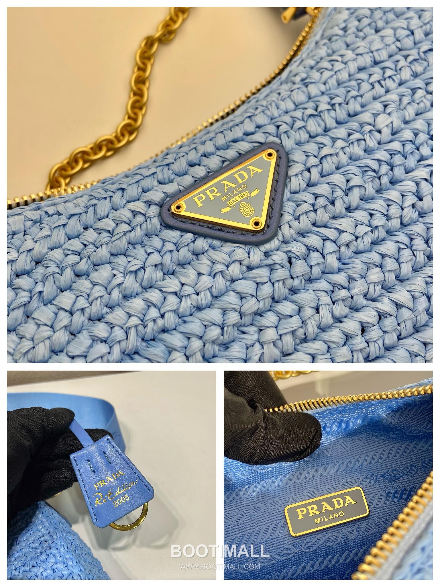 Prada Woven Raffia Three Way Shoulder Bag with Mini Pouch 프라다 라피아 위빙 미니파우치 포함 3WAY 숄더백 1BH204 23cm 18