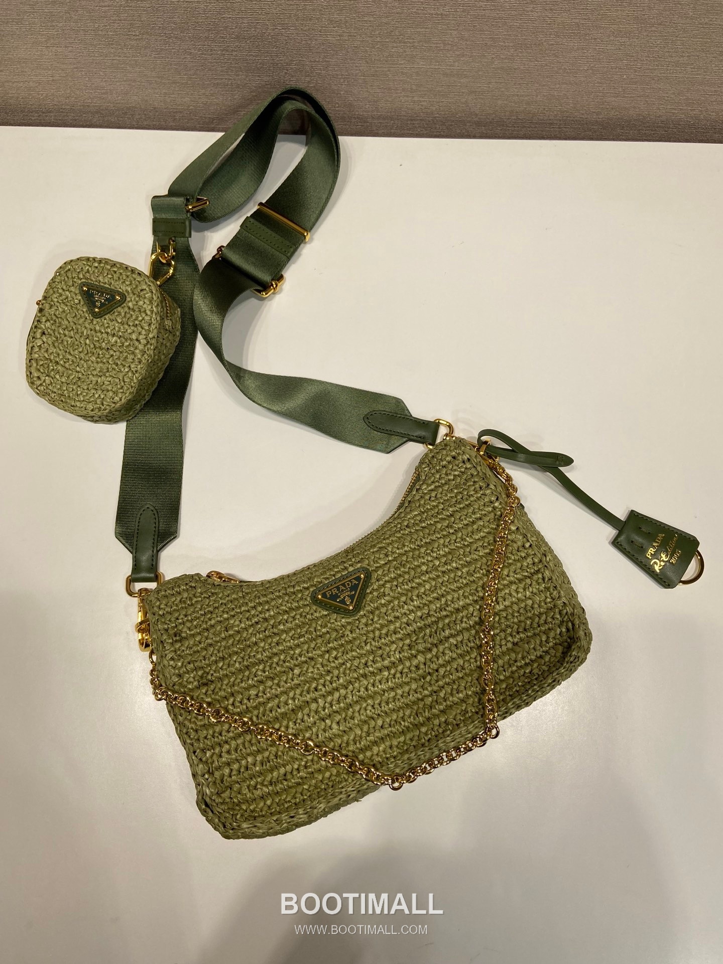 Prada Woven Raffia Three Way Shoulder Bag with Mini Pouch 프라다 라피아 위빙 미니파우치 포함 3WAY 숄더백 1BH204 23cm 2