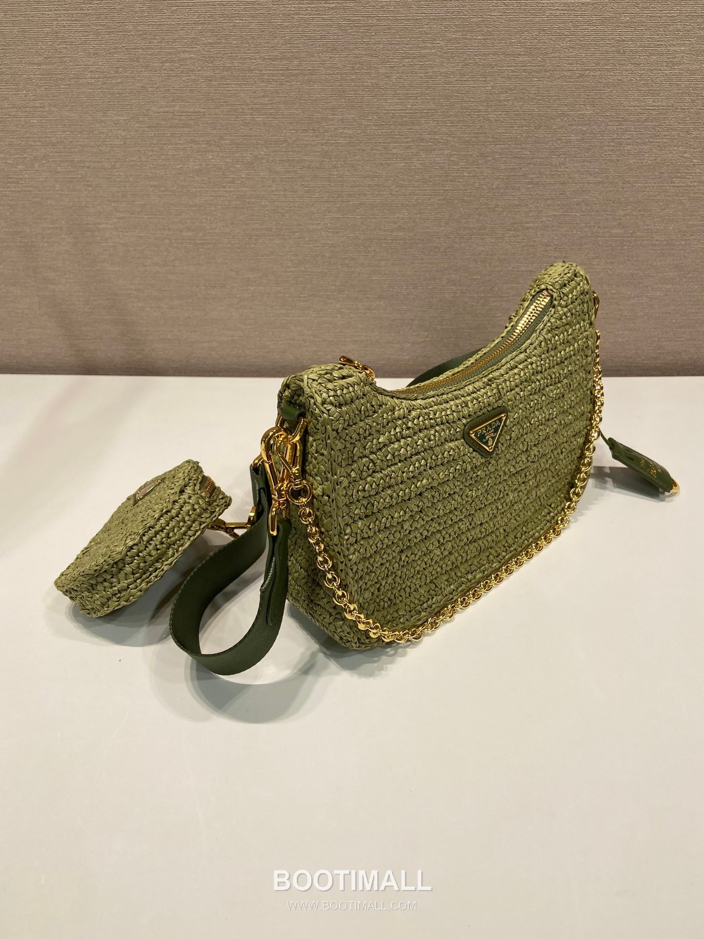 Prada Woven Raffia Three Way Shoulder Bag with Mini Pouch 프라다 라피아 위빙 미니파우치 포함 3WAY 숄더백 1BH204 23cm 3