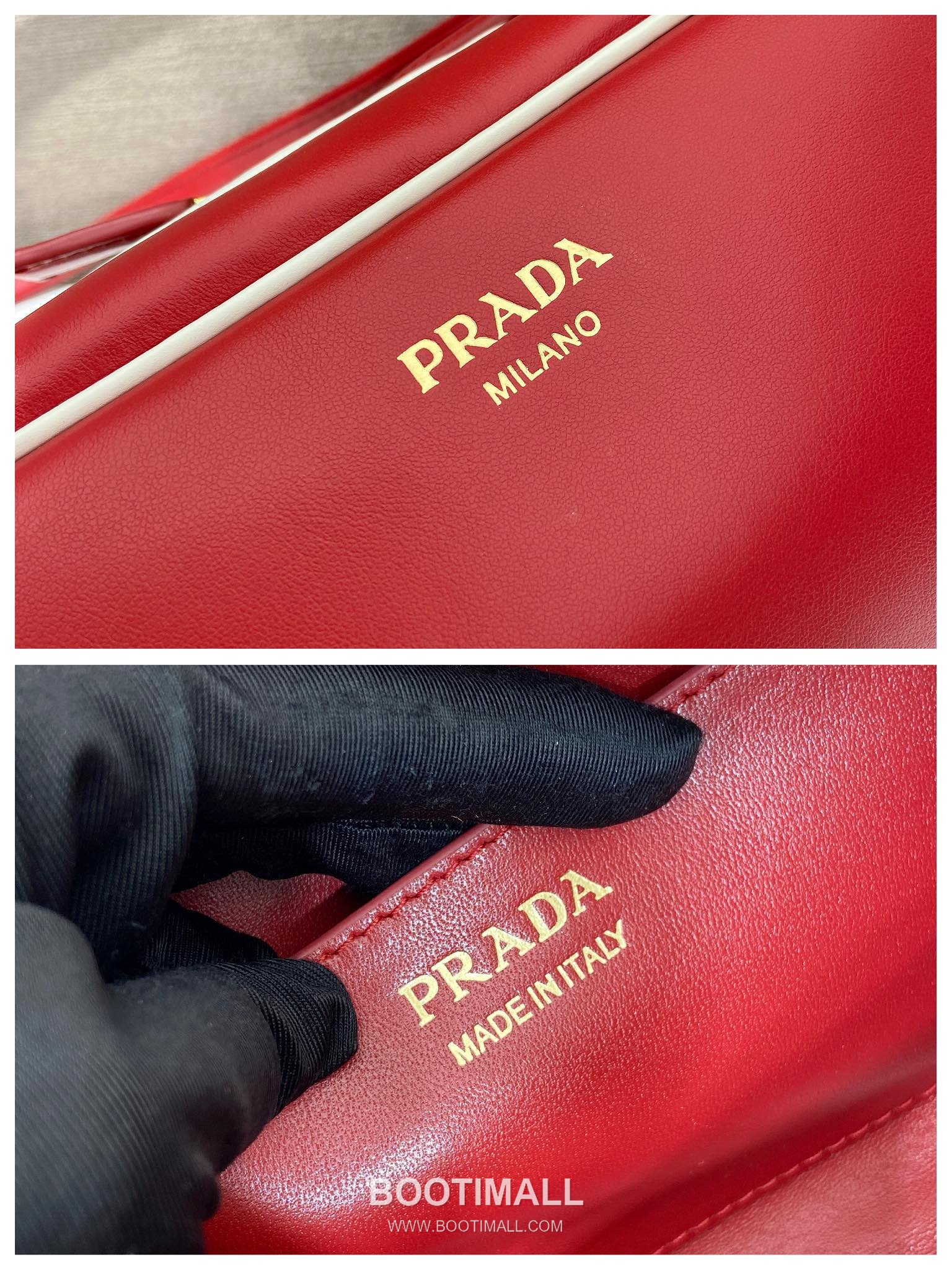 Prada Calfskin Leather Bowling Bag with Contrast Trim and Logo Detail 프라다 카프스킨 레더 콘트라스트 트림 로고 디테일 볼링백 1BC249 28cm 9