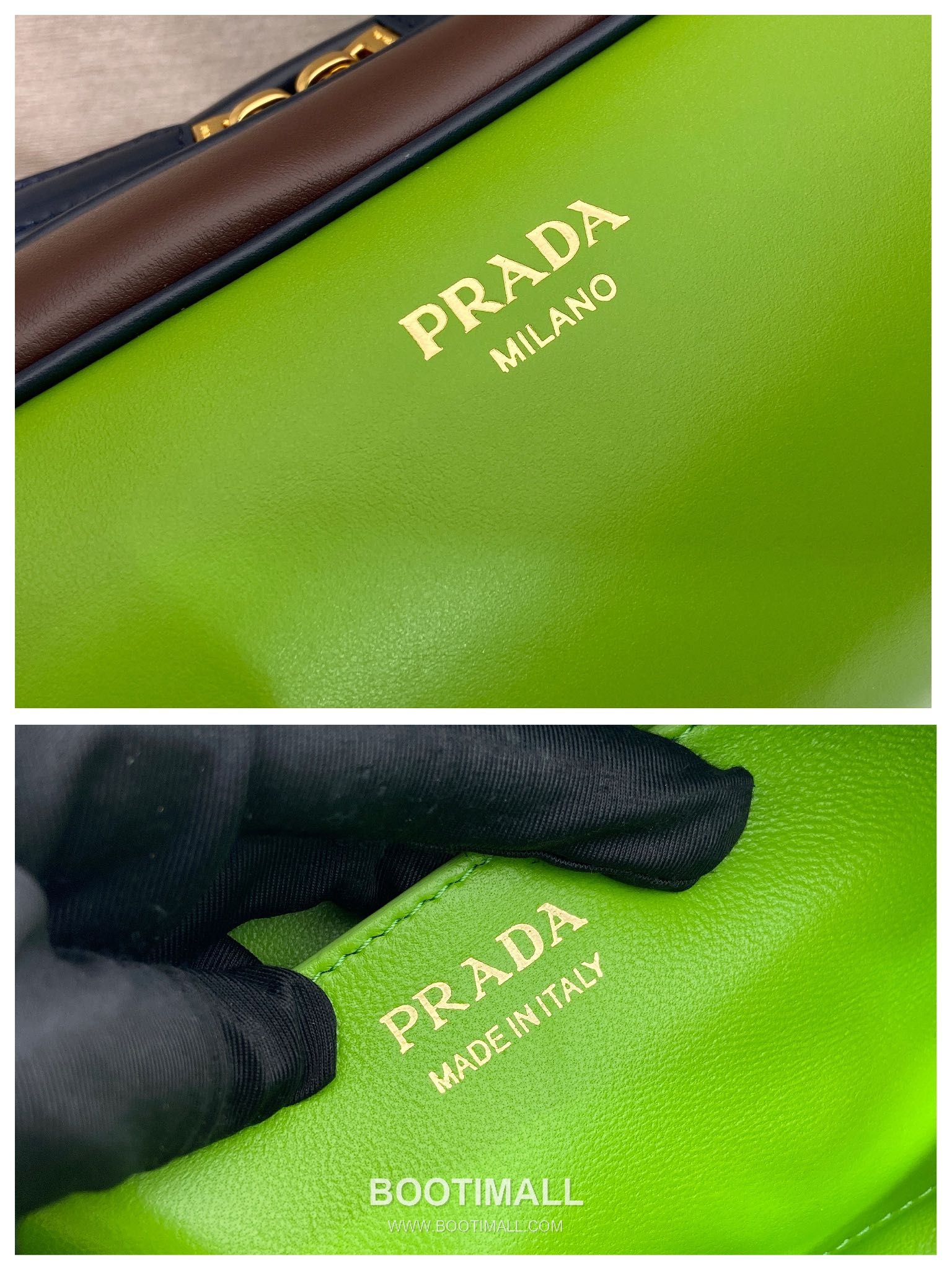 Prada Calfskin Leather Bowling Bag with Contrast Trim and Logo Detail 프라다 카프스킨 레더 콘트라스트 트림 로고 디테일 볼링백 1BC249 28cm 9