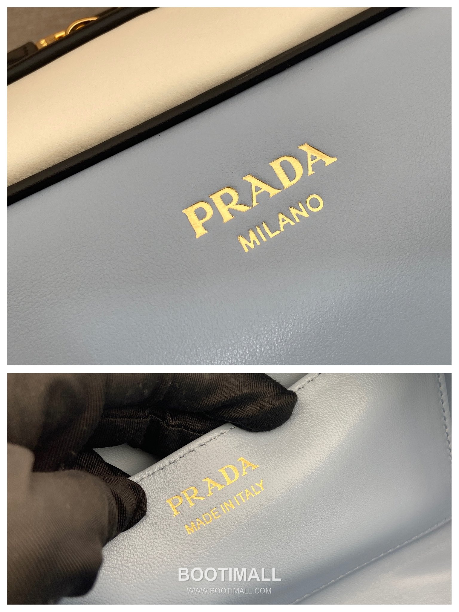 Prada Calfskin Leather Bowling Bag with Contrast Trim and Logo Detail 프라다 카프스킨 레더 콘트라스트 트림 로고 디테일 볼링백 1BC249 28cm 9