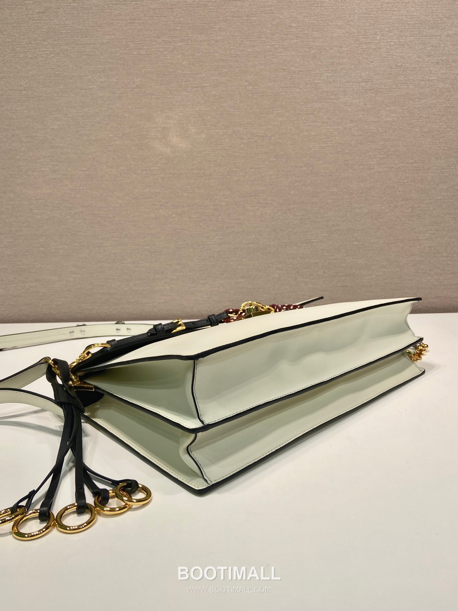 Prada Soft Sound Calfskin Shoulder Bag with Dual Compartment and Charm Detail 프라다 소프트 사운드 카프스킨 더블컴파트먼트 참 숄더백 1BD378 35cm 6