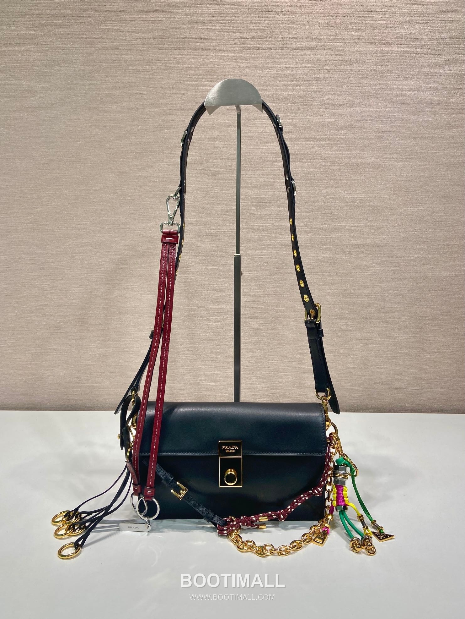 Prada Soft Sound Calfskin Shoulder Bag with Dual Compartment and Charm Detail 프라다 소프트 사운드 카프스킨 더블컴파트먼트 참 숄더백 1BD379 24cm 1