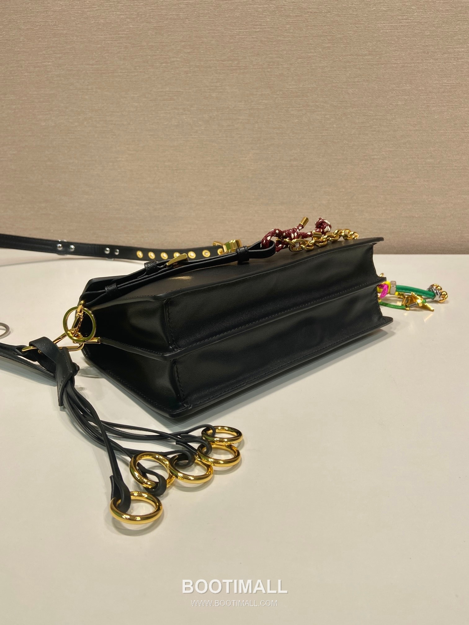 Prada Soft Sound Calfskin Shoulder Bag with Dual Compartment and Charm Detail 프라다 소프트 사운드 카프스킨 더블컴파트먼트 참 숄더백 1BD379 24cm 6