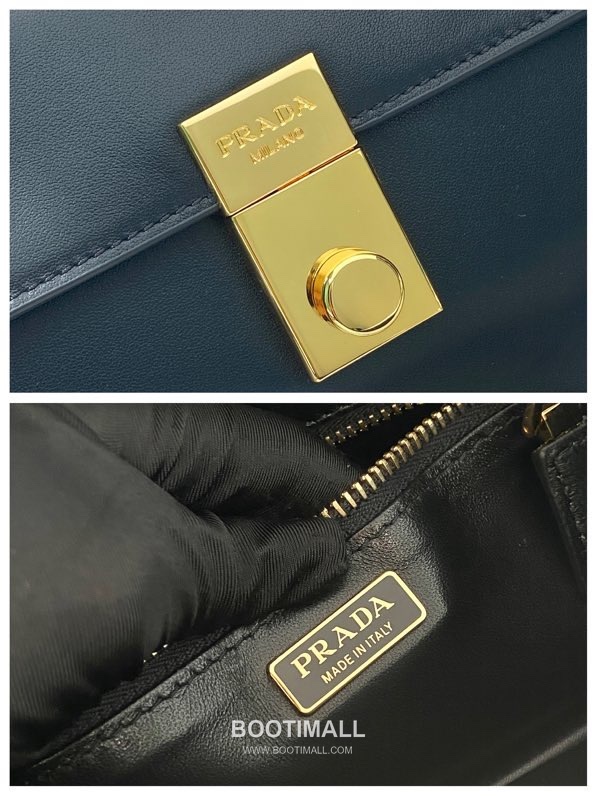 Prada Soft Sound Calfskin Shoulder Bag with Dual Compartment and Charm Detail 프라다 소프트 사운드 카프스킨 더블컴파트먼트 참 숄더백 1BD379 24cm 7