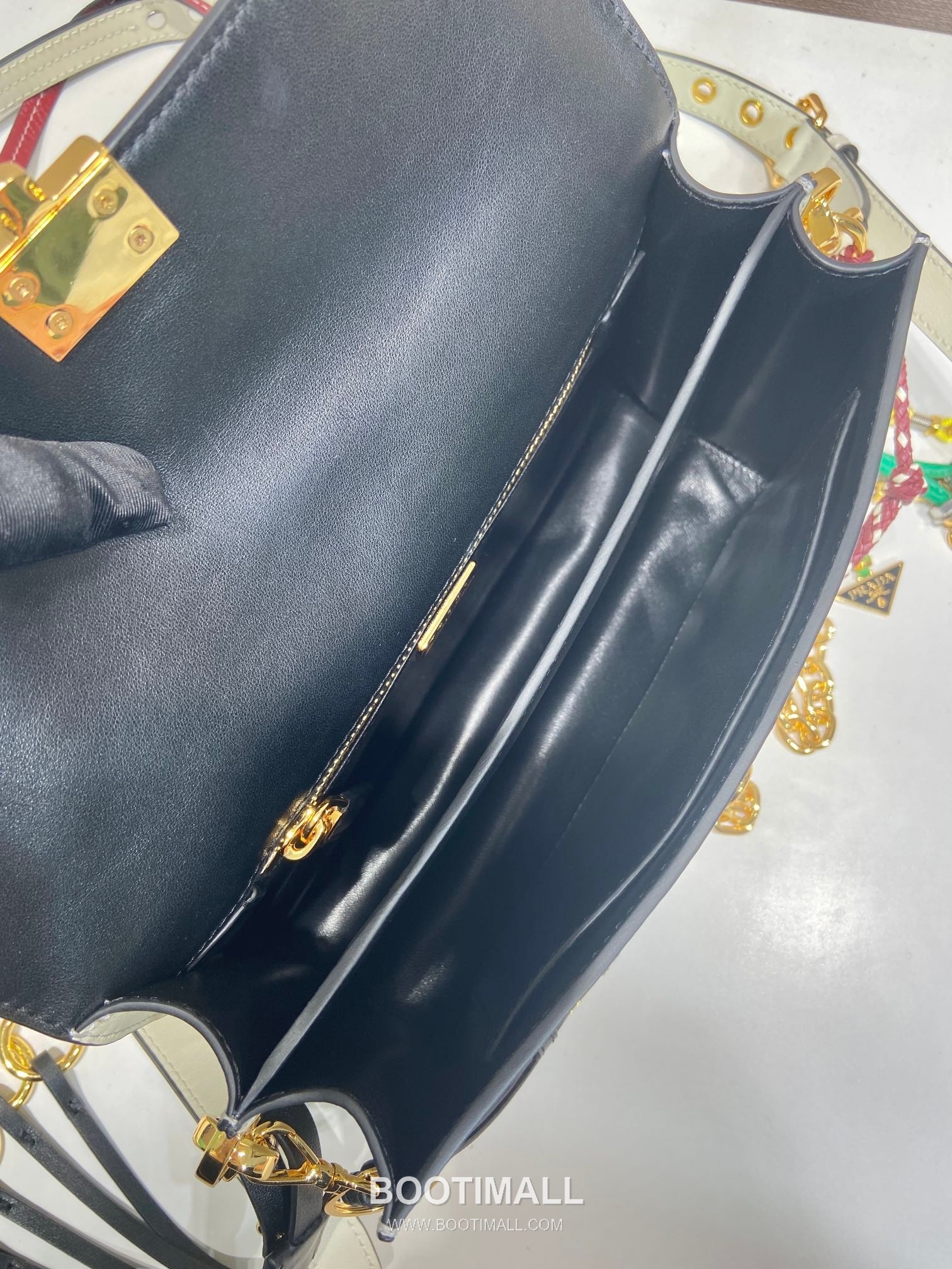 Prada Soft Sound Calfskin Shoulder Bag with Dual Compartment and Charm Detail 프라다 소프트 사운드 카프스킨 더블컴파트먼트 참 숄더백 1BD379 24cm 8