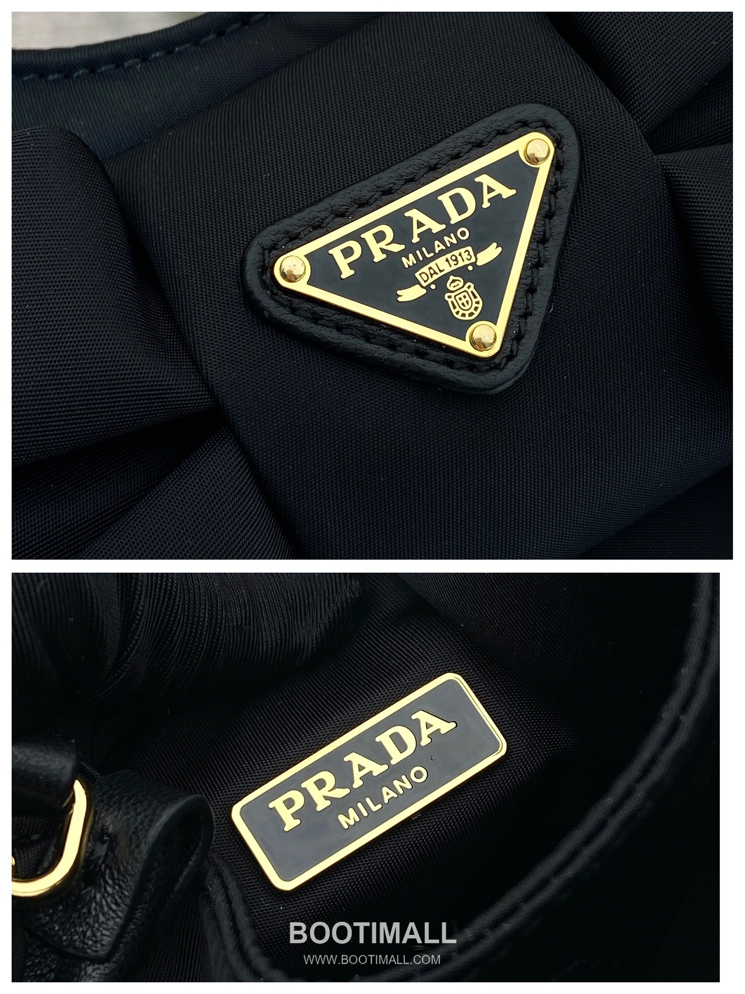 Prada Padded Nylon and Lambskin Bucket Bag with Oversize Bow Detail 프라다 패디드 나일론 램스킨 오버사이즈 보우 버킷백 1BA359 18cm 9