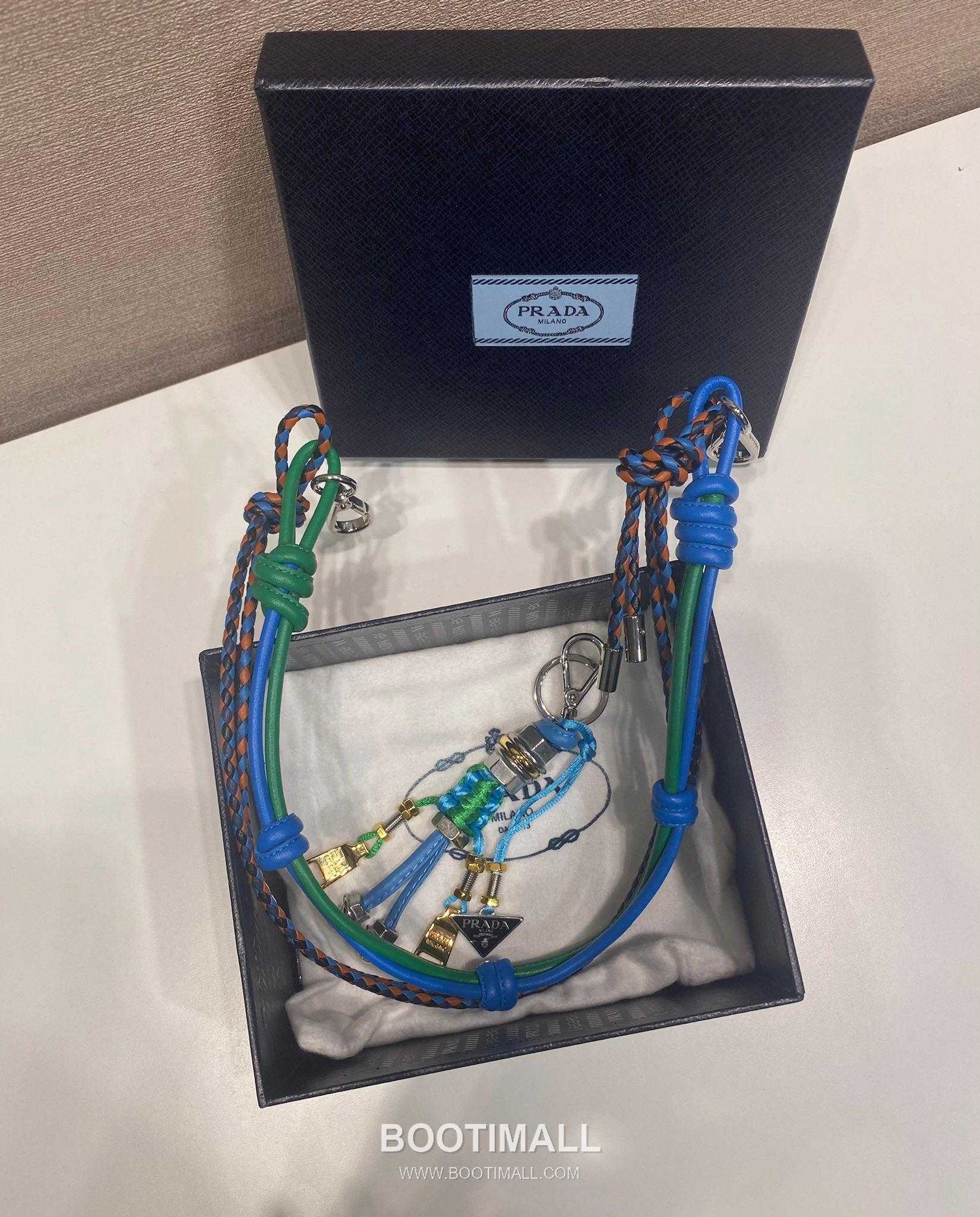 Prada Handwoven Textile Charm with Hook and Ring Detail 프라다 핸드우븐 텍스타일 훅앤링 참 장식 2TT222 10cm 7