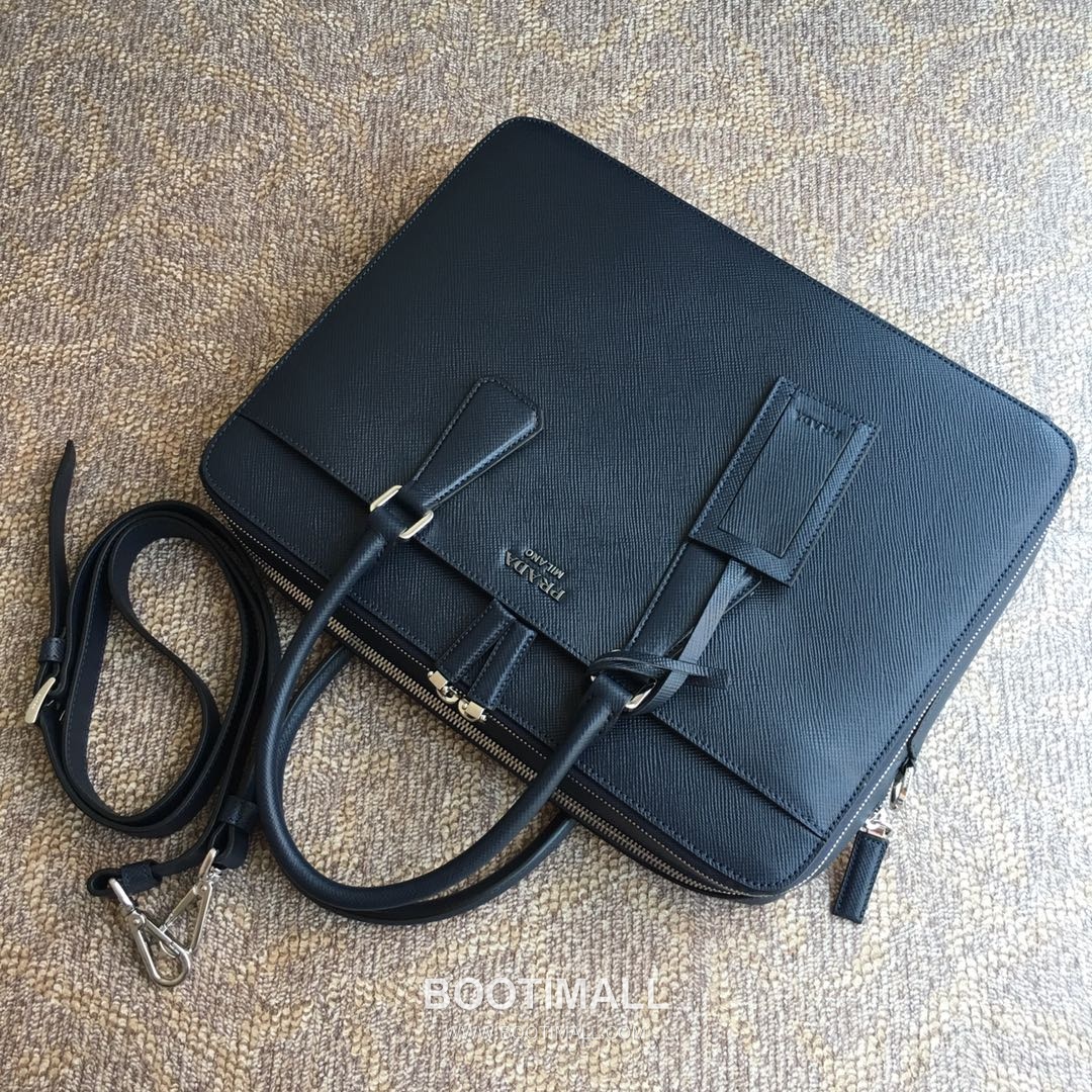 Prada Crossgrain Calfskin Tote Bag with Dual Compartment and Metal Logo Detail 프라다 크로스그레인 카프스킨 더블컴파트먼트 메탈로고 토트백 2VE366B 36cm 6
