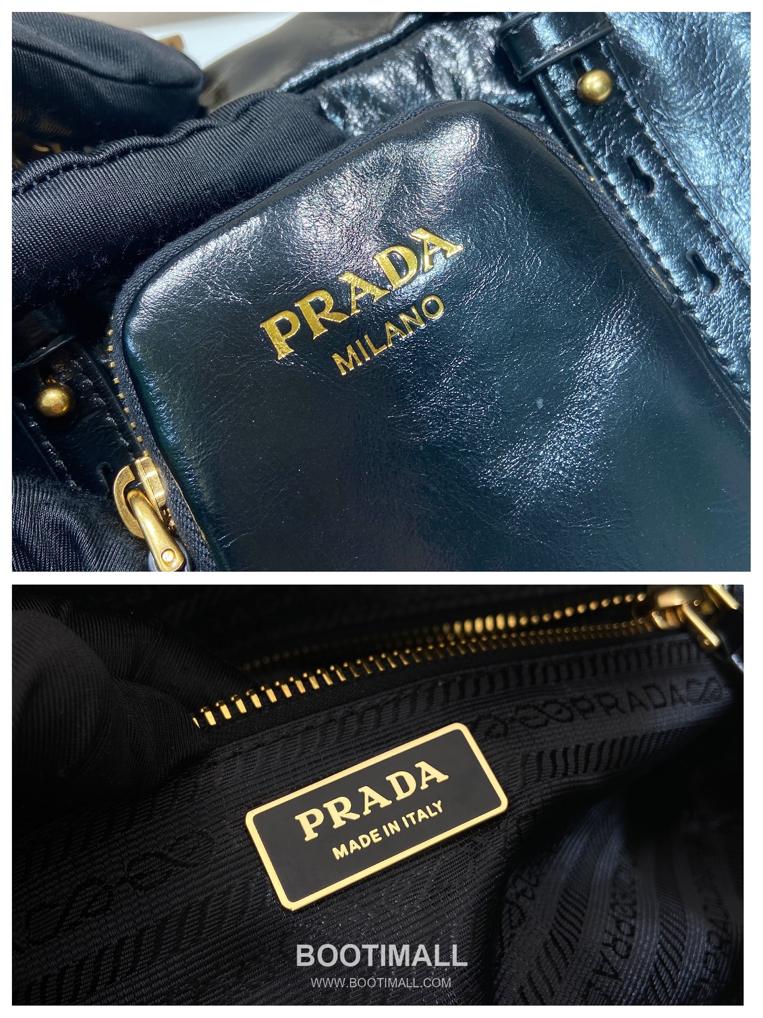 Prada Oiled Wax Calfskin Shoulder Bag with Vintage Metal Hardware and Zip Pocket Detail 프라다 오일왁스 카프스킨 빈티지메탈 지퍼포켓 숄더백 1BB138 30cm 9