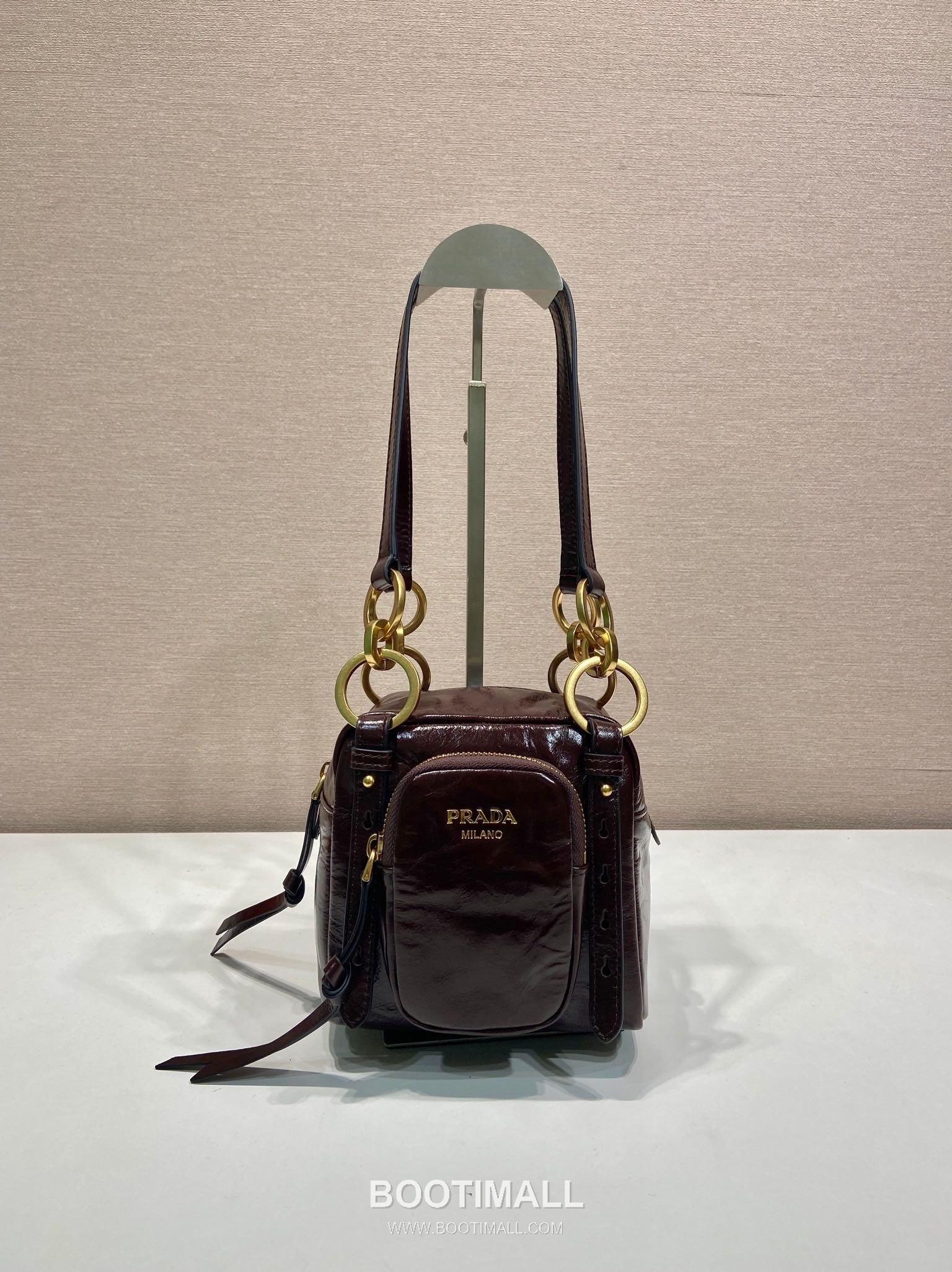 Prada Oiled Wax Calfskin Mini Top Handle Bag with Vintage Metal Hardware and Zip Pocket Detail 프라다 오일왁스 카프스킨 빈티지메탈 지퍼포켓 미니 토트백 1BB137 14cm 1
