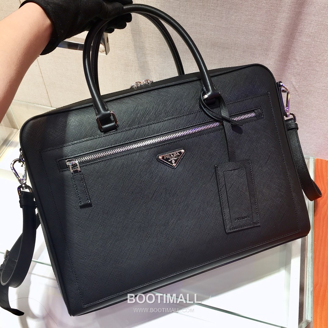 Prada Saffiano Calfskin Briefcase with Dual Handle and Zip Compartment Detail 프라다 사피아노 카프스킨 더블핸들 지퍼컴파트먼트 브리프케이스 2VE016 38cm 2