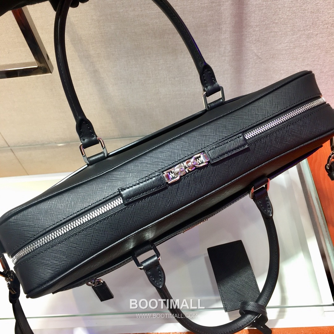 Prada Saffiano Calfskin Briefcase with Dual Handle and Zip Compartment Detail 프라다 사피아노 카프스킨 더블핸들 지퍼컴파트먼트 브리프케이스 2VE016 38cm 6